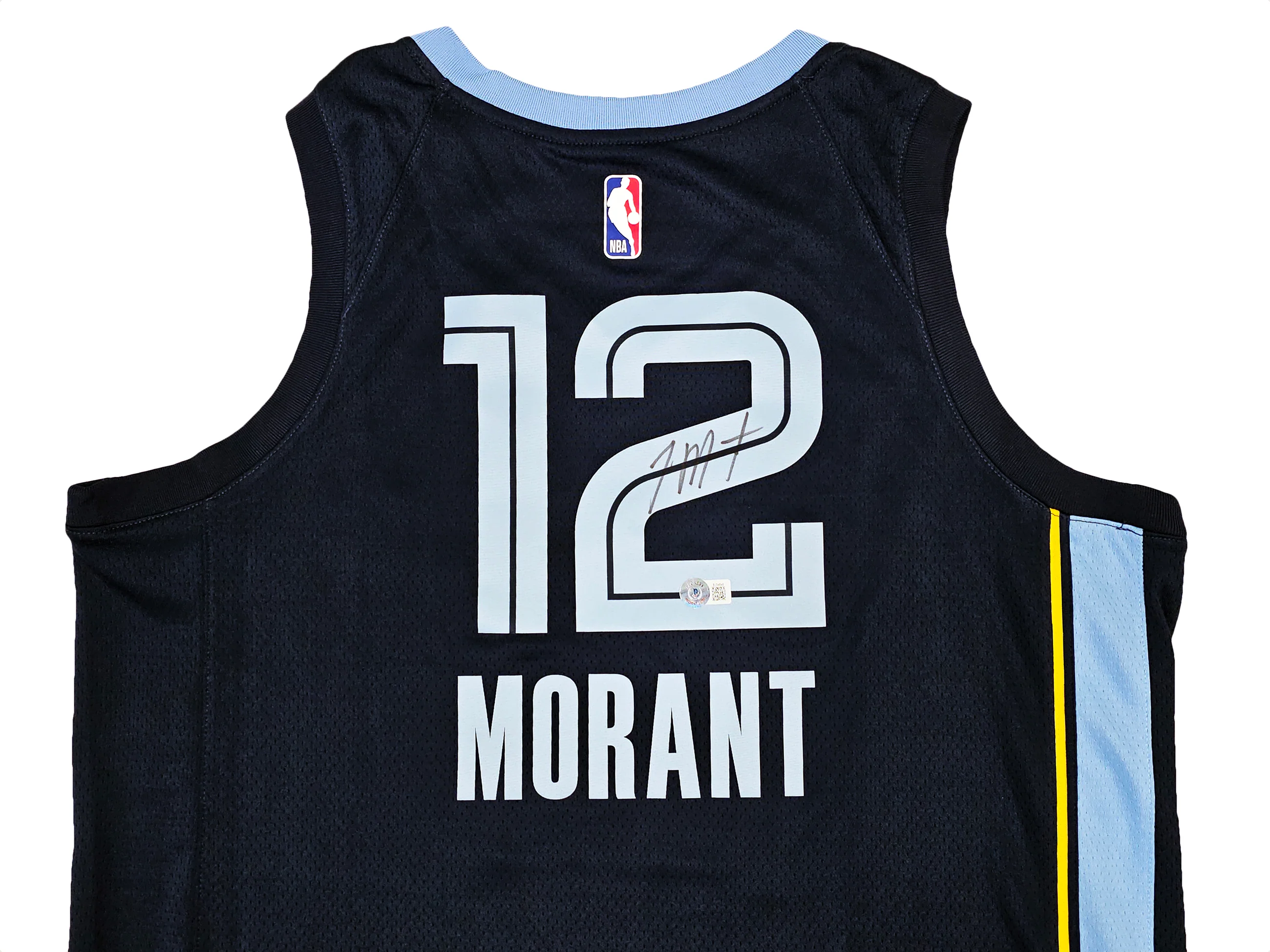Memphis Grizzlies Ja Morant Autographed Dark Blue Nike Icon Edition Swingman Jersey Size 48 Beckett BAS QR Stock #218580 - Image 3