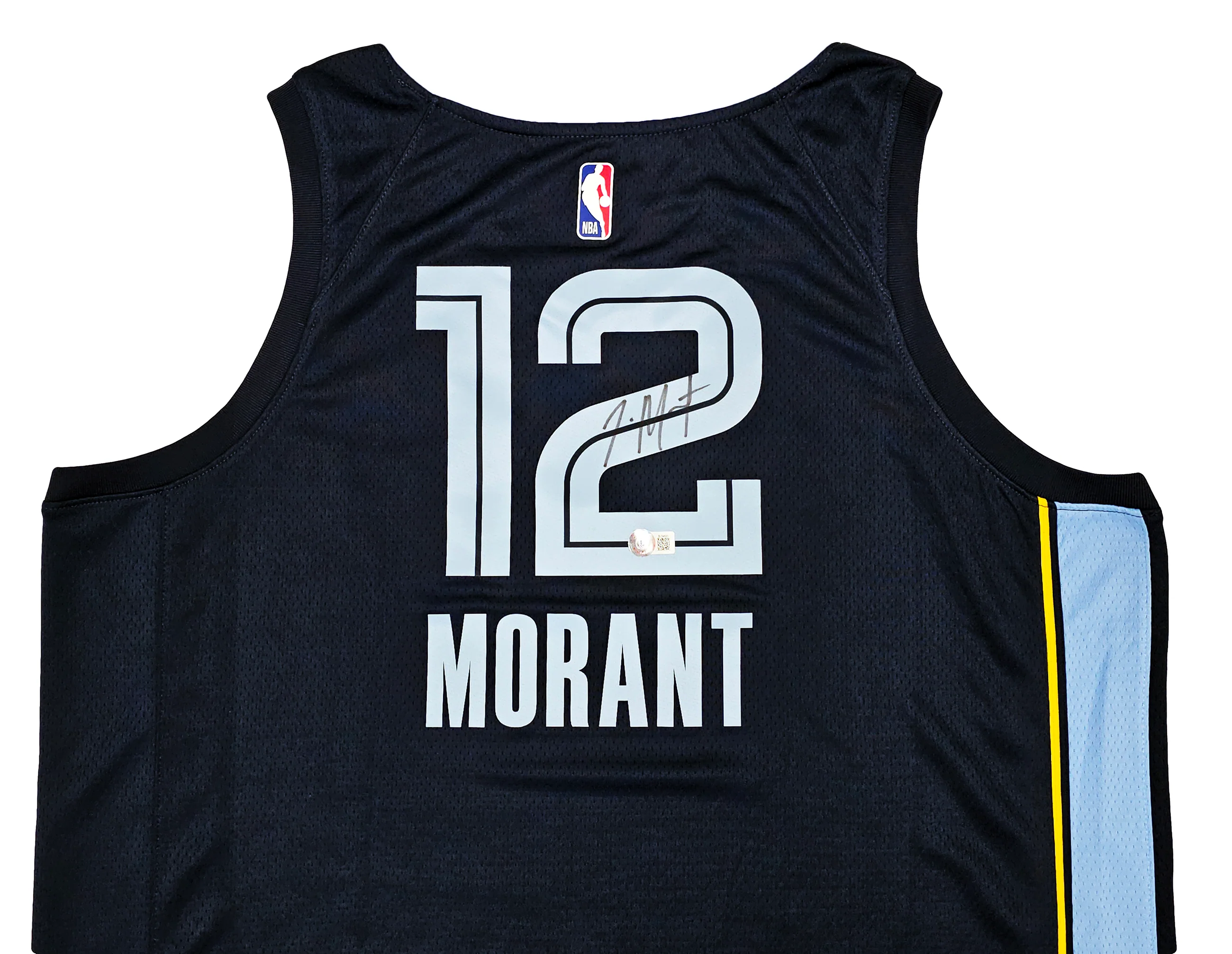 Memphis Grizzlies Ja Morant Autographed Dark Blue Nike Icon Edition Swingman Jersey Size 52 Beckett BAS QR Stock #218579 - Image 3