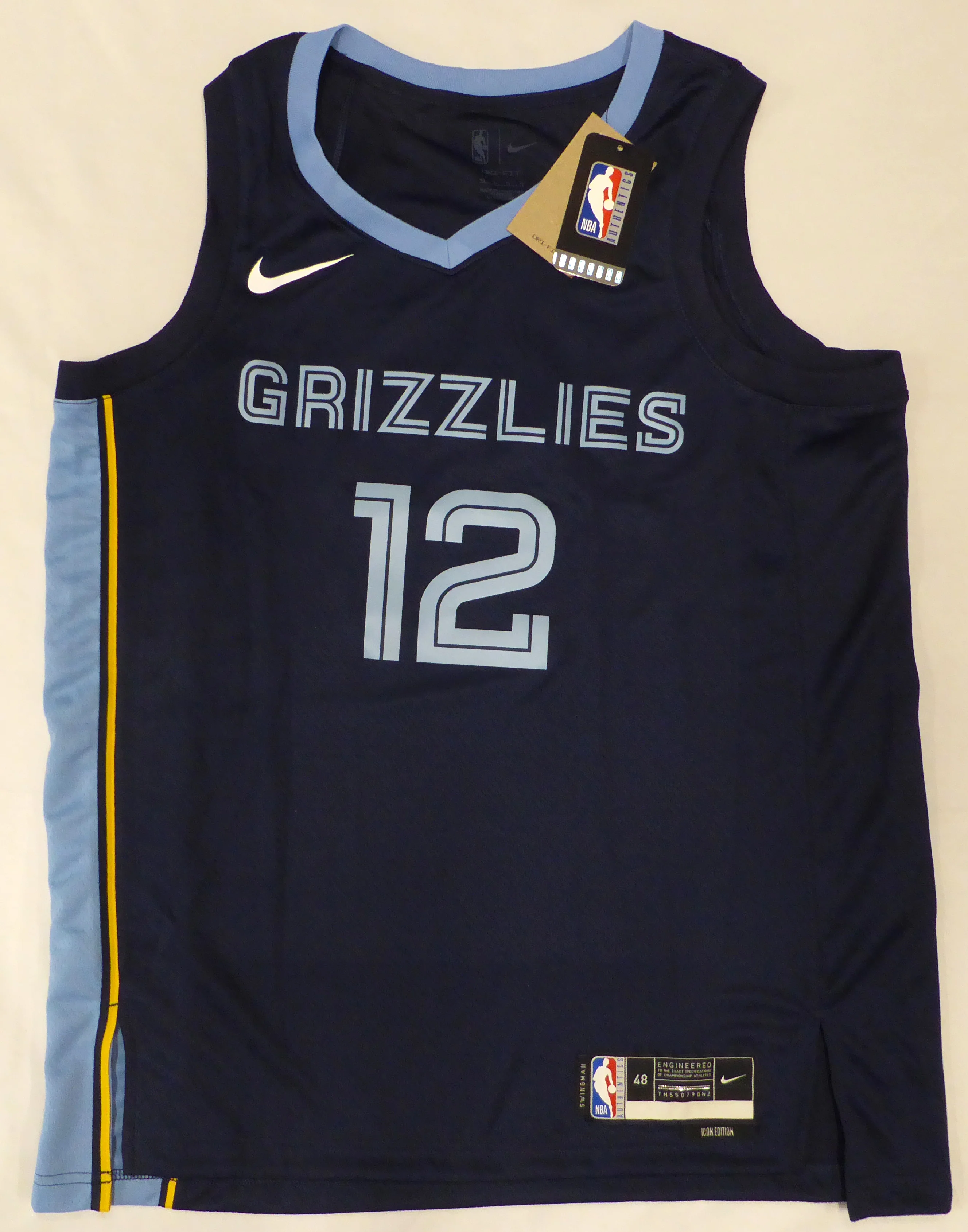 Memphis Grizzlies Ja Morant Autographed Dark Blue Nike Icon Swingman Edition Jersey Size L Beckett BAS QR #BJ34616 - Image 4