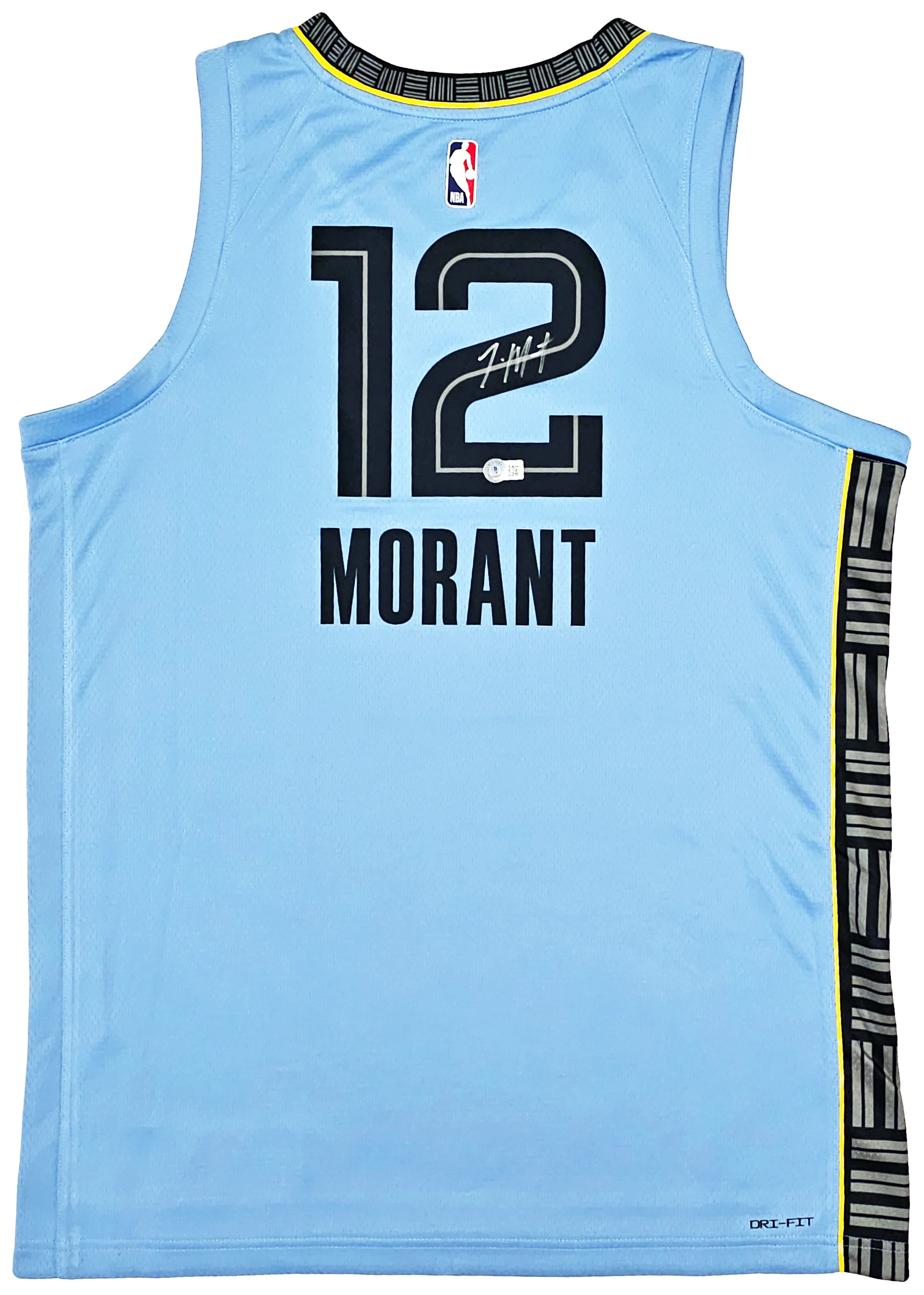 Memphis Grizzlies Ja Morant Autographed Light Blue Jordan Statement Edition Swingman Jersey Size 48 Beckett BAS QR Stock #218578 - Image 2