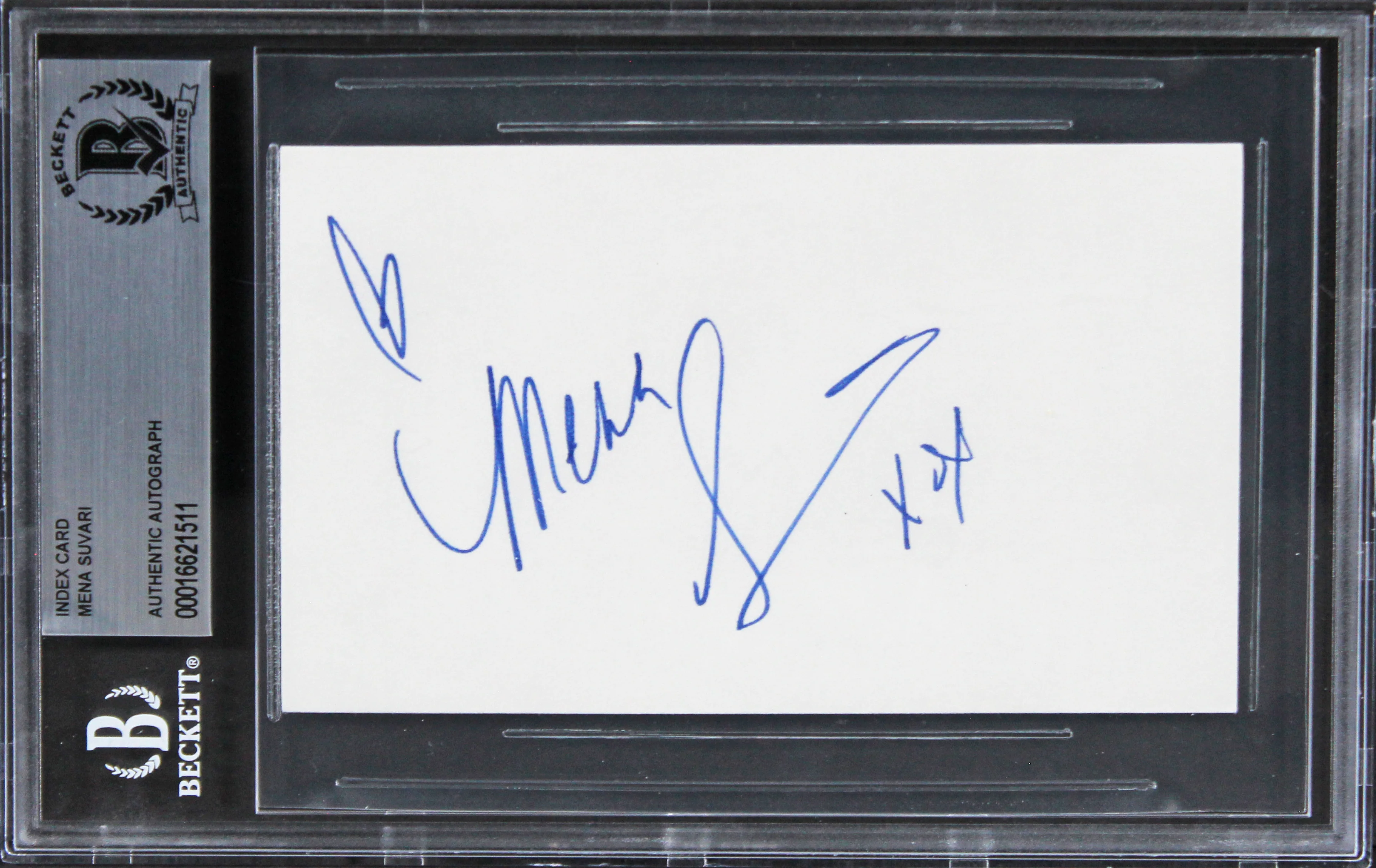 Mena Suvari American Beauty "Hearts xoxo" Signed 3x5 Index Card BAS Slabbed 2