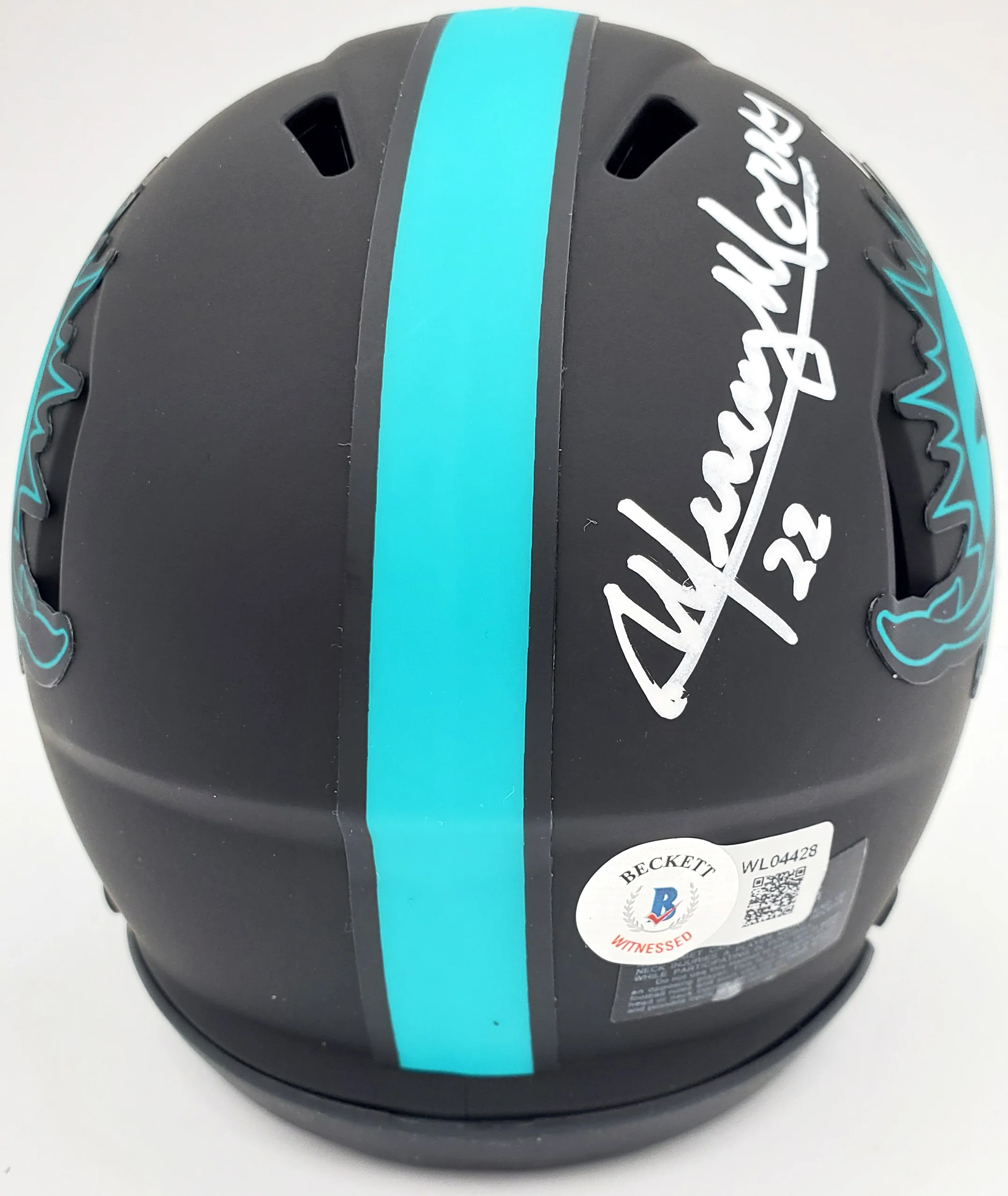 Mercury Morris Autographed Miami Dolphins Eclipse Black Speed Mini Helmet "1972 17-0" Beckett BAS QR Stock #194067 - Image 4