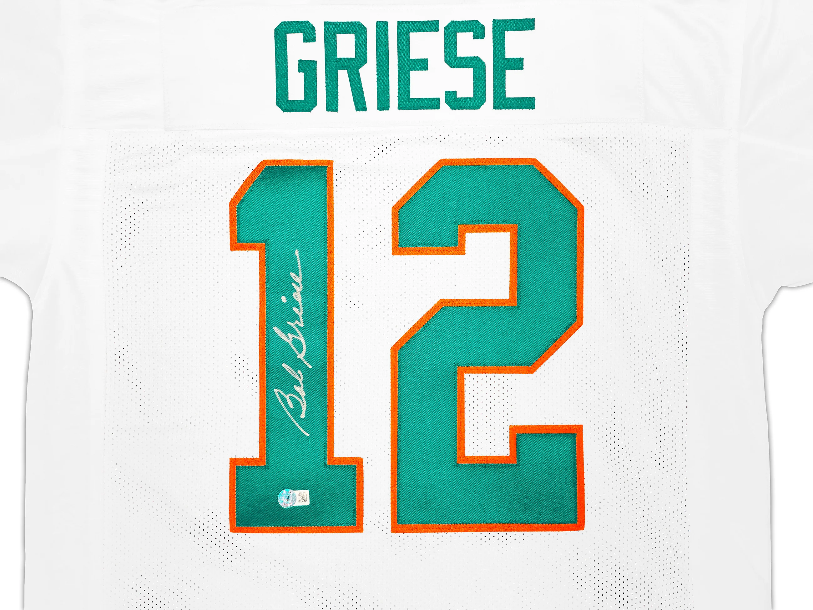 Miami Dolphins Bob Griese Autographed White Jersey Beckett BAS Witness Stock #222016 - Image 3