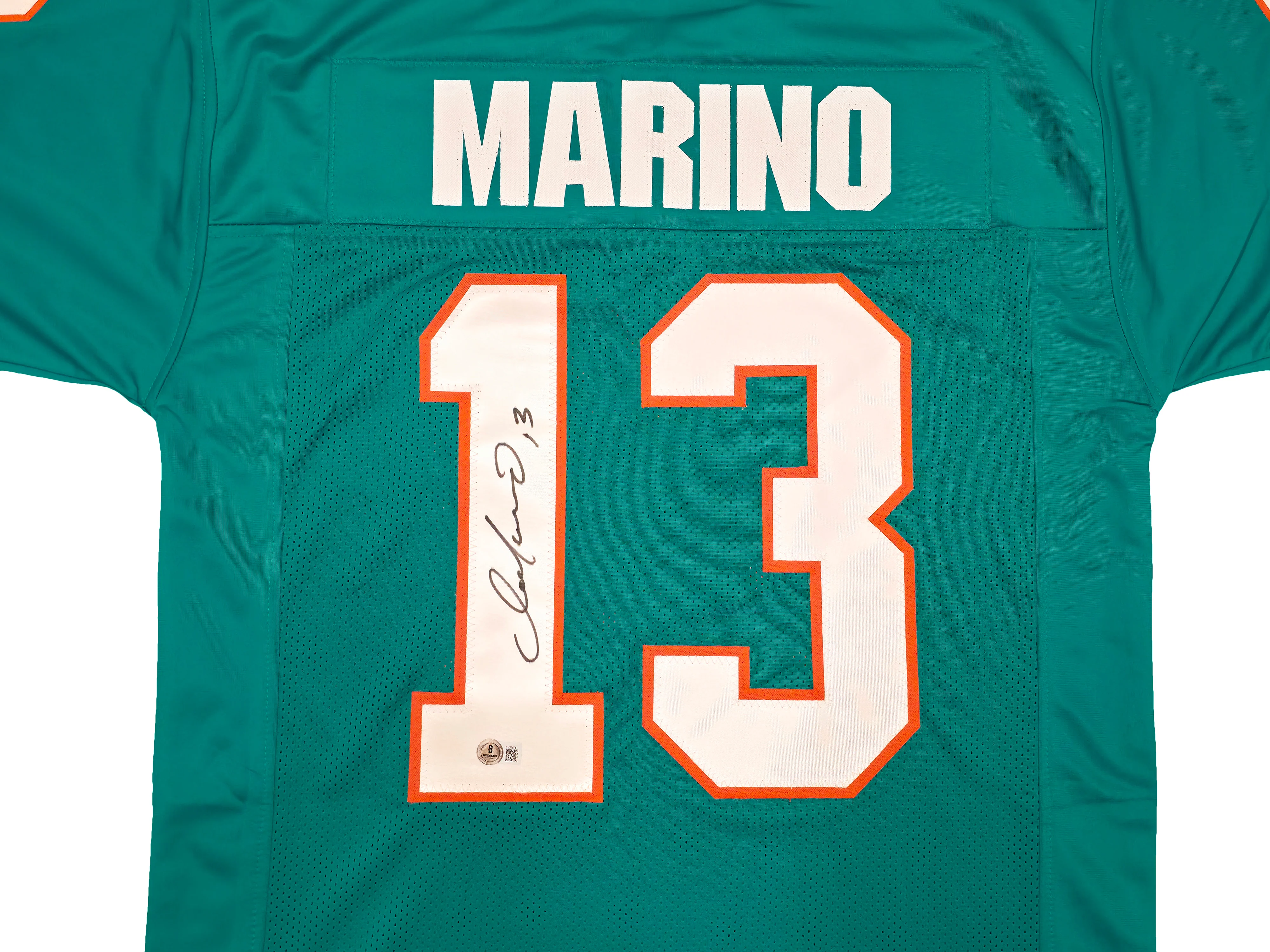Miami Dolphins Dan Marino Autographed Teal Jersey Beckett BAS Witness Stock #256917 - Image 3