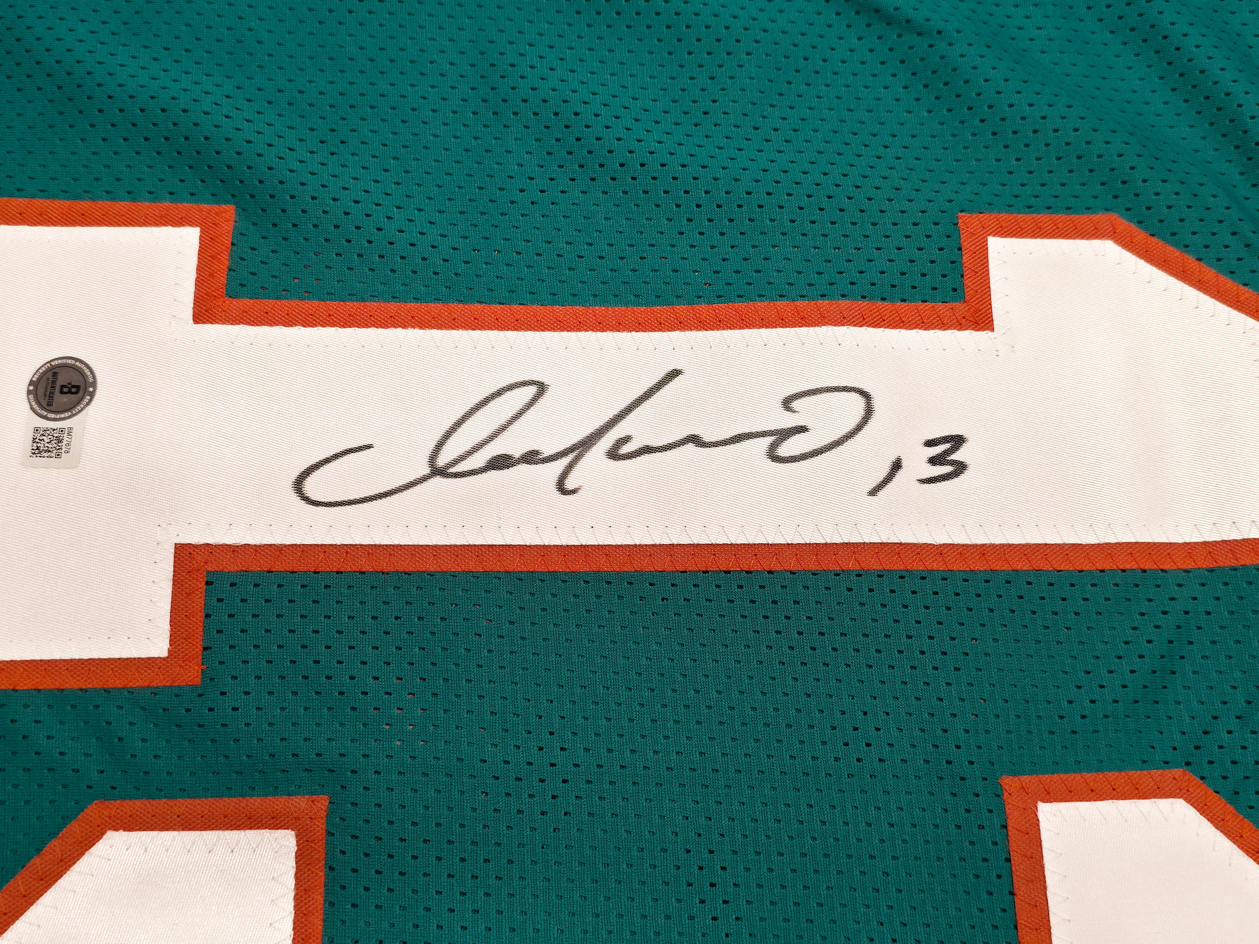 Miami Dolphins Dan Marino Autographed Teal Jersey Beckett BAS Witness Stock #256917 - Image 4