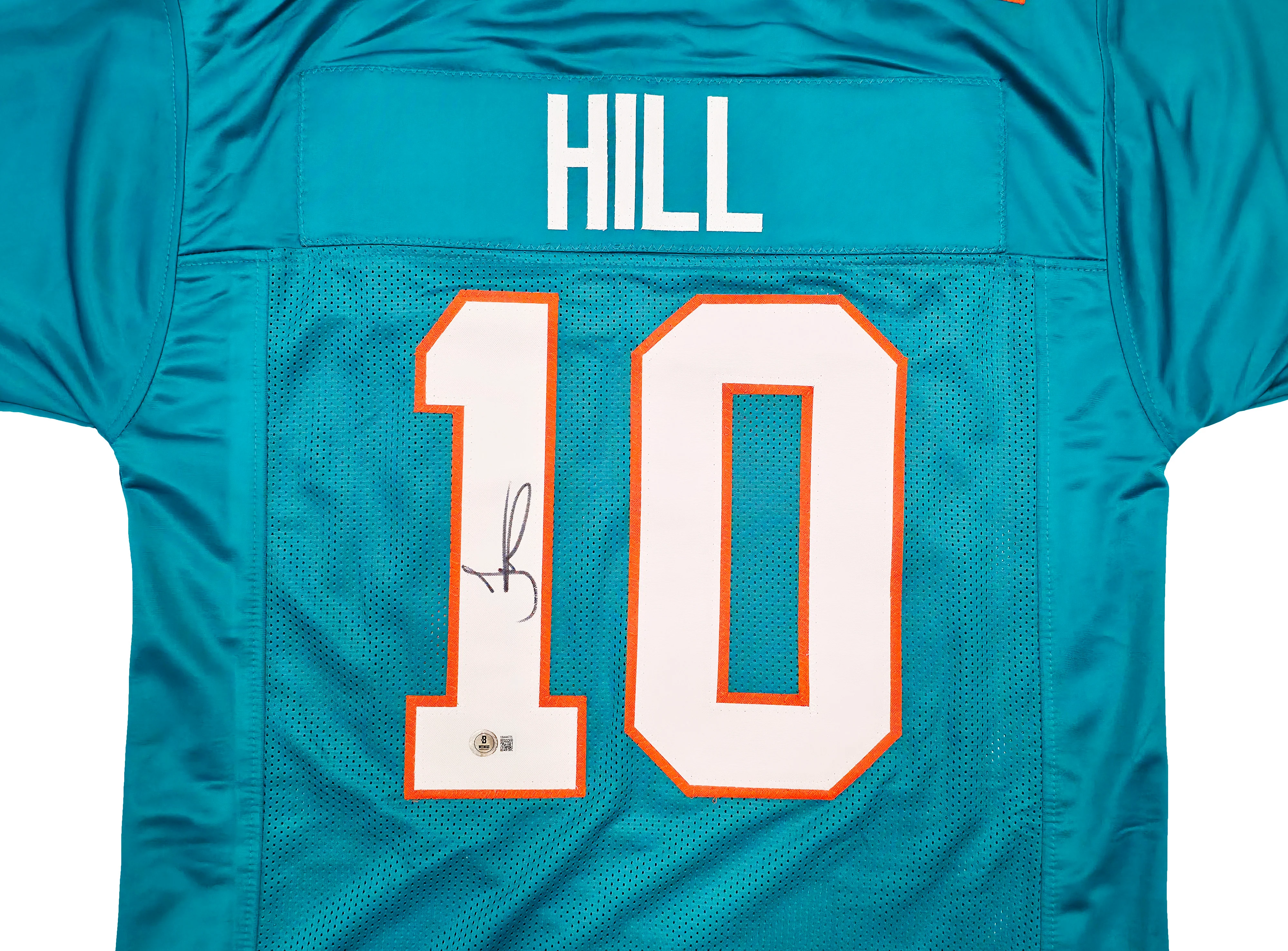 Miami Dolphins Tyreek Hill Autographed Teal Jersey Beckett BAS Witness Stock #253389 - Image 3