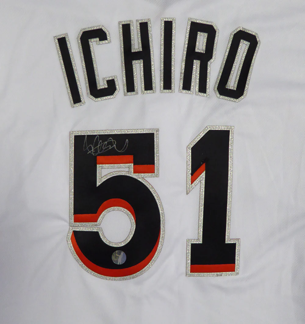 Miami Marlins Ichiro Suzuki Autographed White Majestic Authentic Flex Base Jersey Size 48 IS Holo Stock #107891 - Image 2