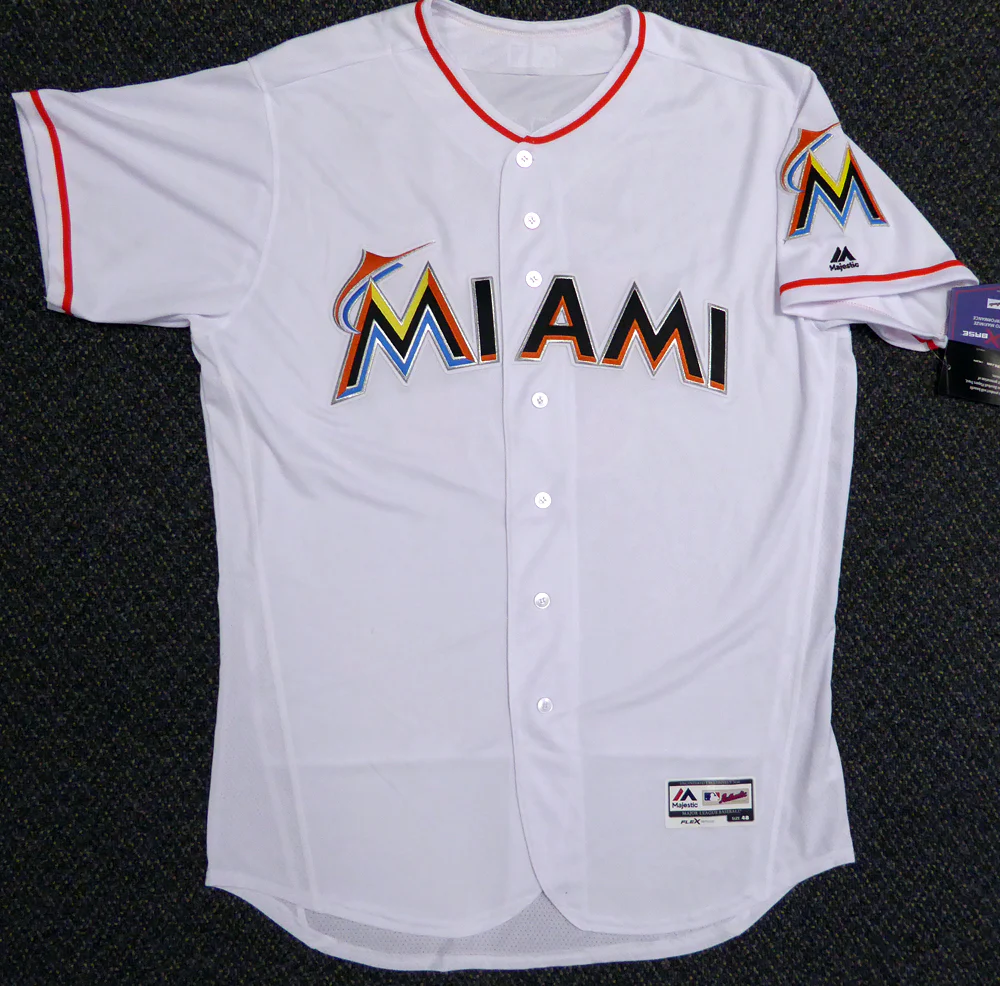 Miami Marlins Ichiro Suzuki Autographed White Majestic Authentic Flex Base Jersey Size 48 IS Holo Stock #107891 - Image 3