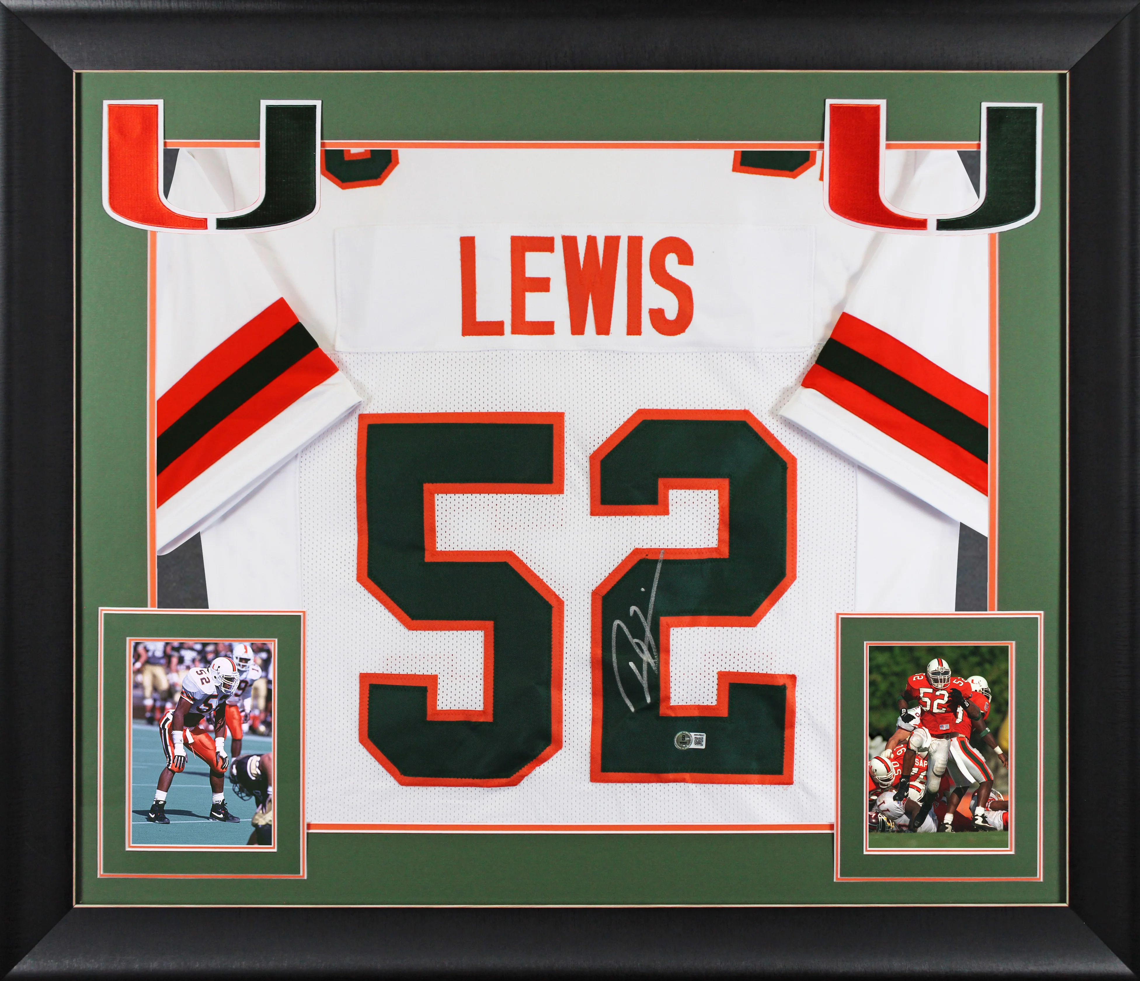 Miami Ray Lewis Authentic Signed White Pro Style Framed Jersey BAS Witnessed - Image 2