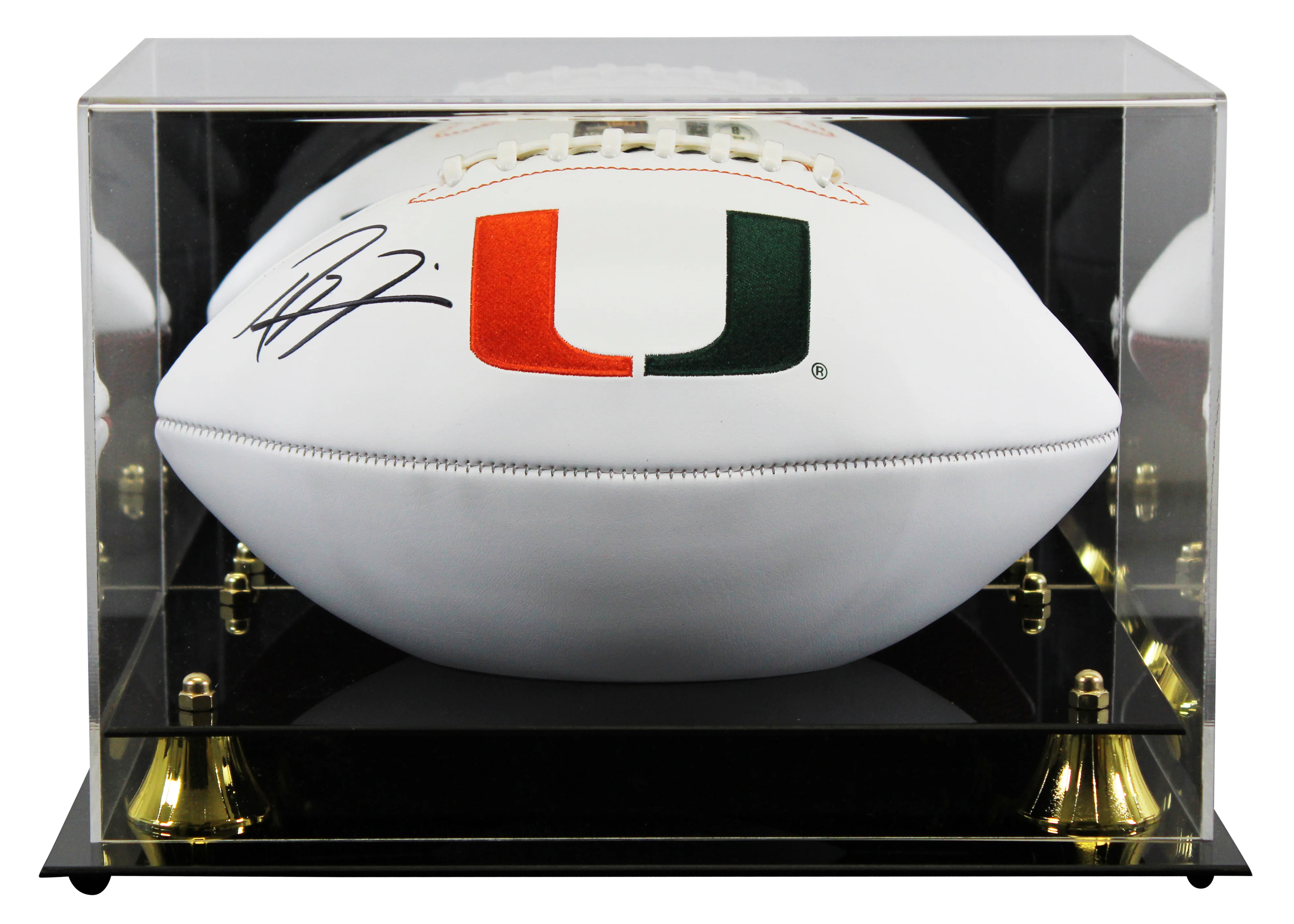 Miami Ray Lewis Signed Rawlings White Panel Logo Football W/ Case BAS Witnessed - Image 2