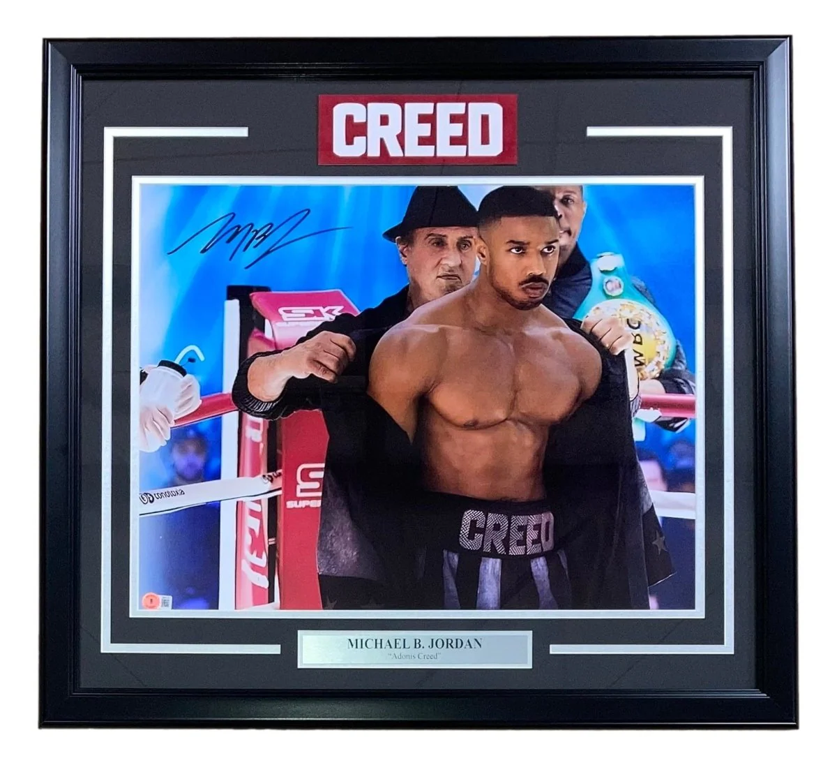 Michael B Jordan Signed Framed 16x20 Creed Photo w/ Stallone BAS ITP - Image 6