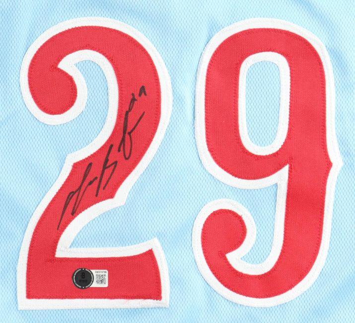 Michael Busch Chicago Signed Light Blue Baseball Jersey BAS - Image 2