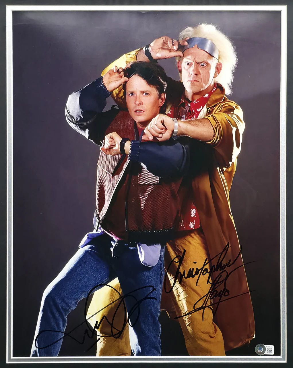 Michael J. Fox & Christopher Llyod Autographed Framed 16x20 Photo Back to the Future Beckett BAS #AC94143 - Image 2