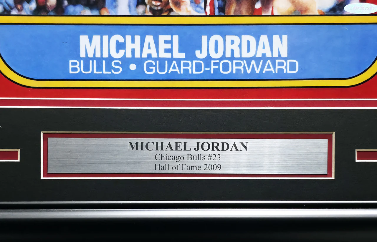 Michael Jordan Autographed Framed 1986 Fleer Rookie Card #57 Blow Up Poster Chicago Bulls UDA Holo #BAM307261 - Image 5