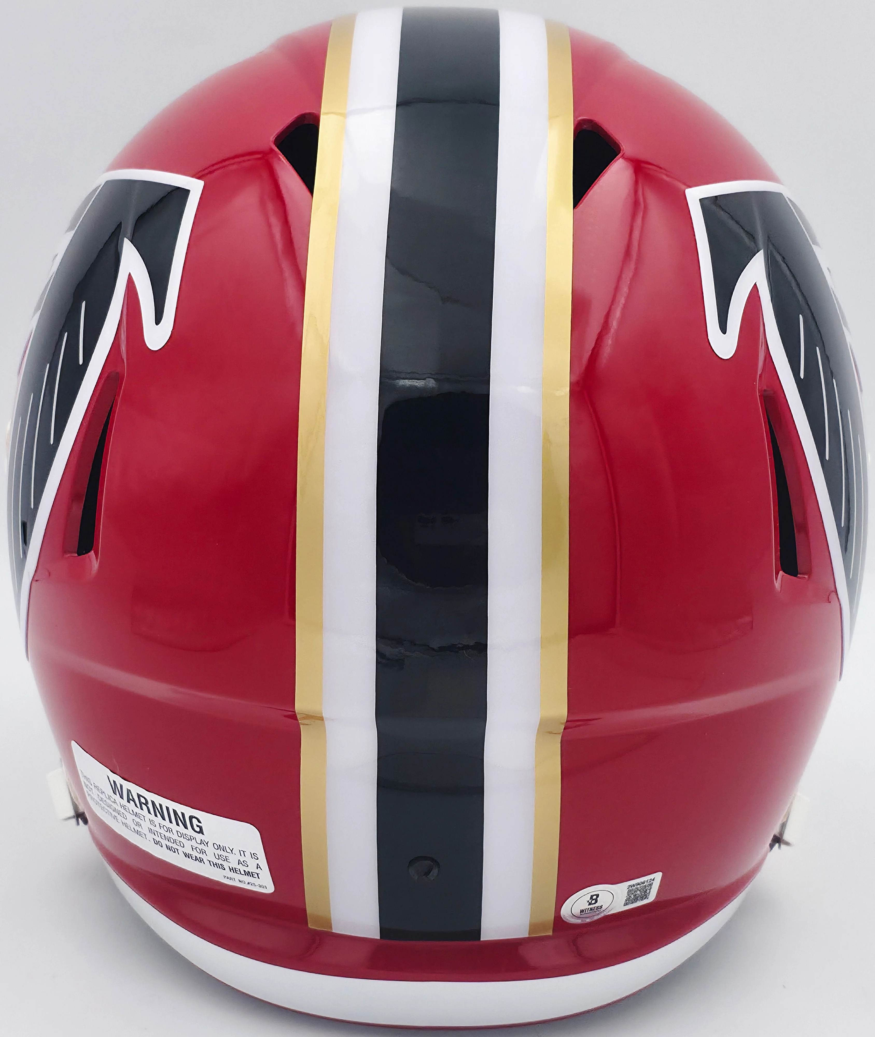 Michael Penix Jr. Autographed Atlanta Falcons 1966-69 Throwback Red Full Size Speed Replica Helmet Beckett BAS Witness Stock #242566 - Image 4