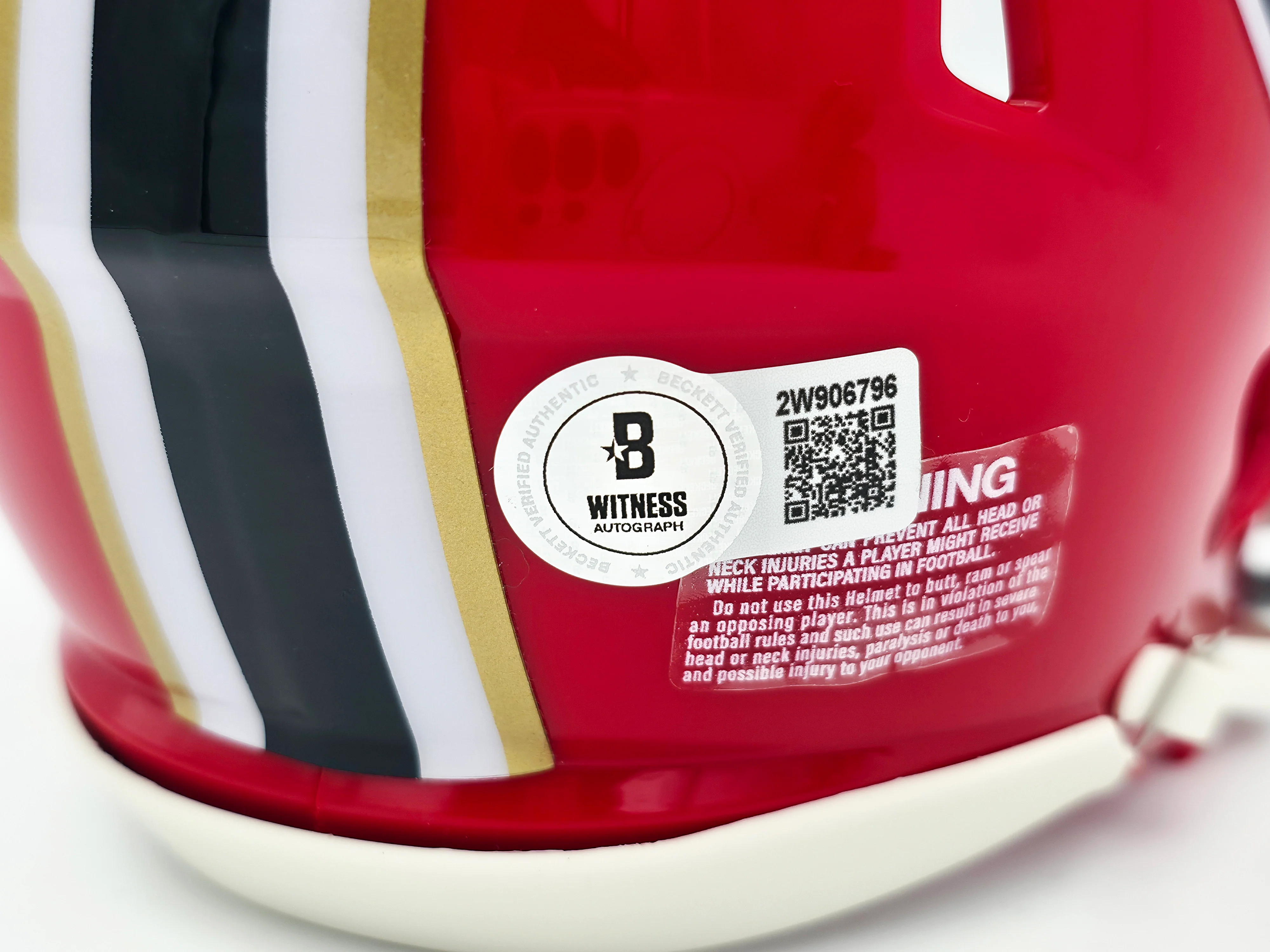 Michael Penix Jr. Autographed Atlanta Falcons 1966-69 Throwback Red Speed Mini Helmet Beckett BAS Witness Stock #242575 - Image 5