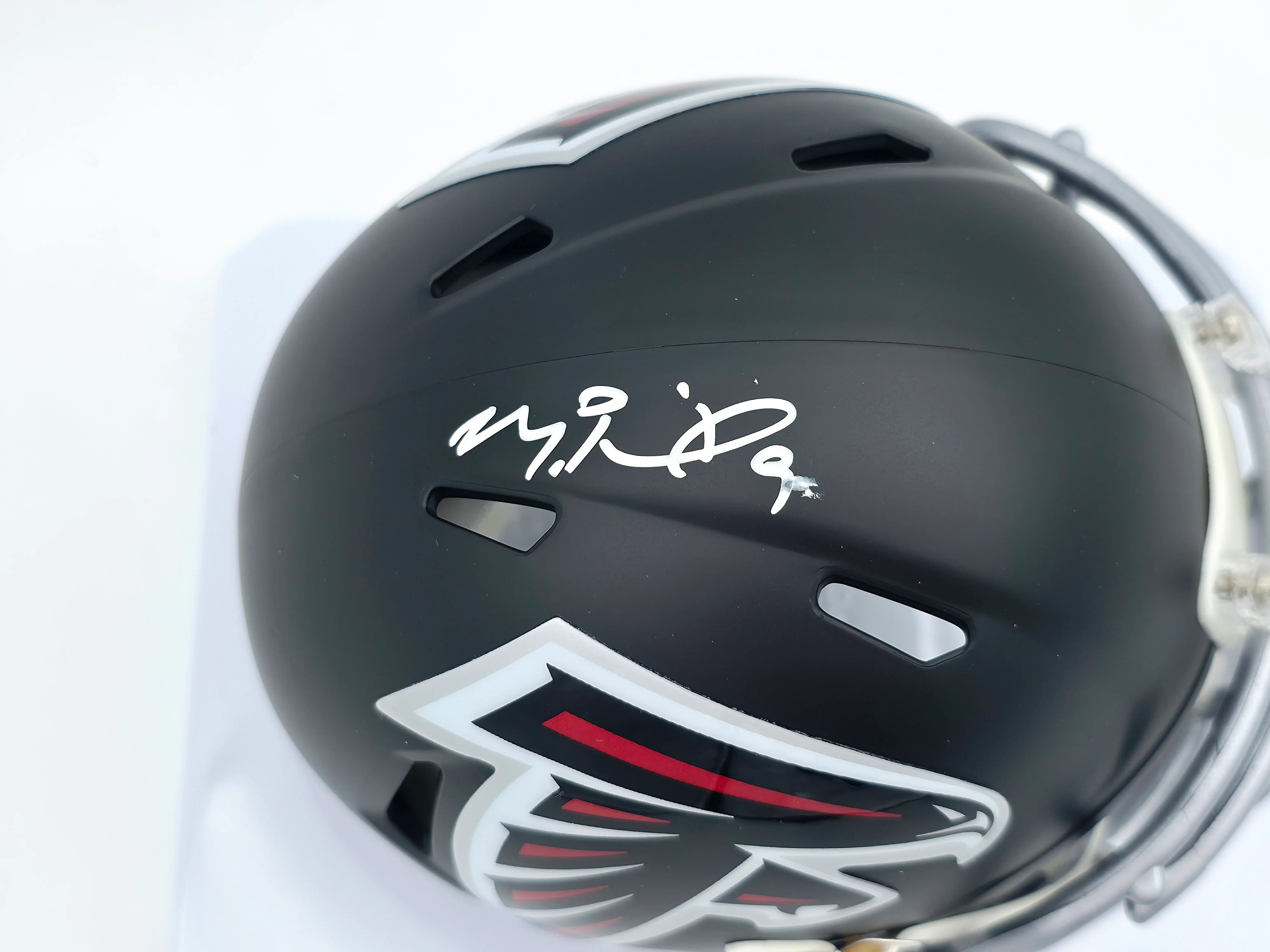 Michael Penix Jr. Autographed Atlanta Falcons Black Speed Mini Helmet Beckett BAS Witness #2W906714 - Image 2