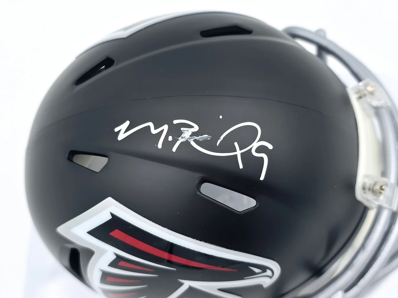 Michael Penix Jr. Autographed Atlanta Falcons Black Speed Mini Helmet Beckett BAS Witness #2W906732 - Image 2