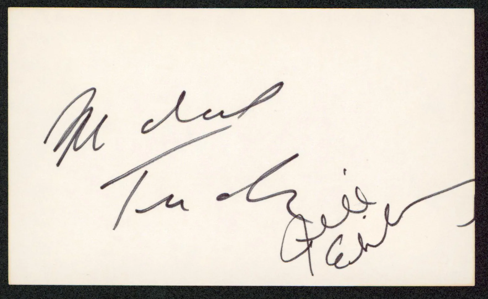 Michael Tucker & Jill Eikenberg L.A. Law Signed 3x5 Index Card BAS #BW70150