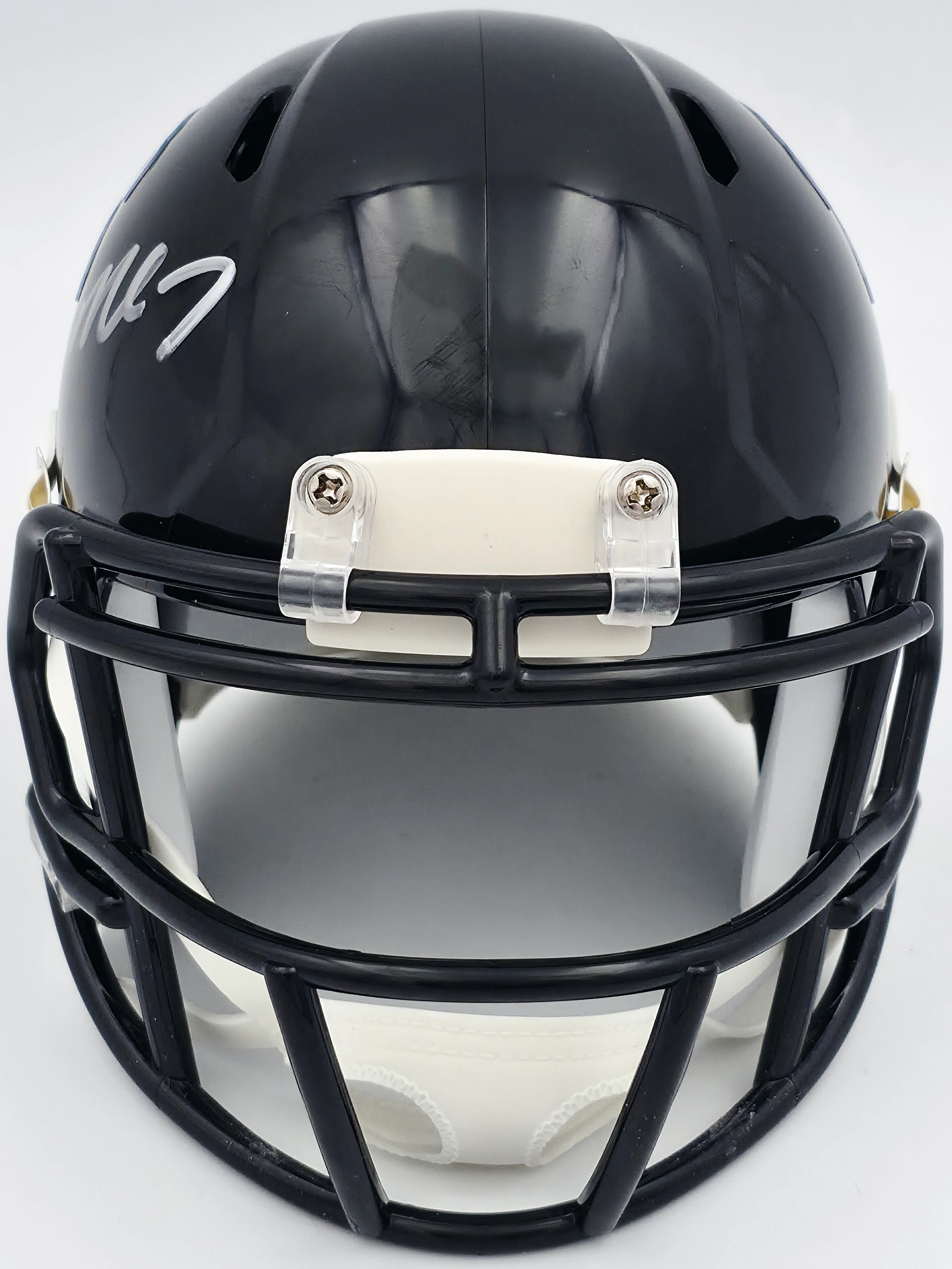 Michael Vick Autographed Atlanta Falcons 1990-02 Throwback Black Speed Mini Helmet Beckett BAS Witness Stock #243635 - Image 3