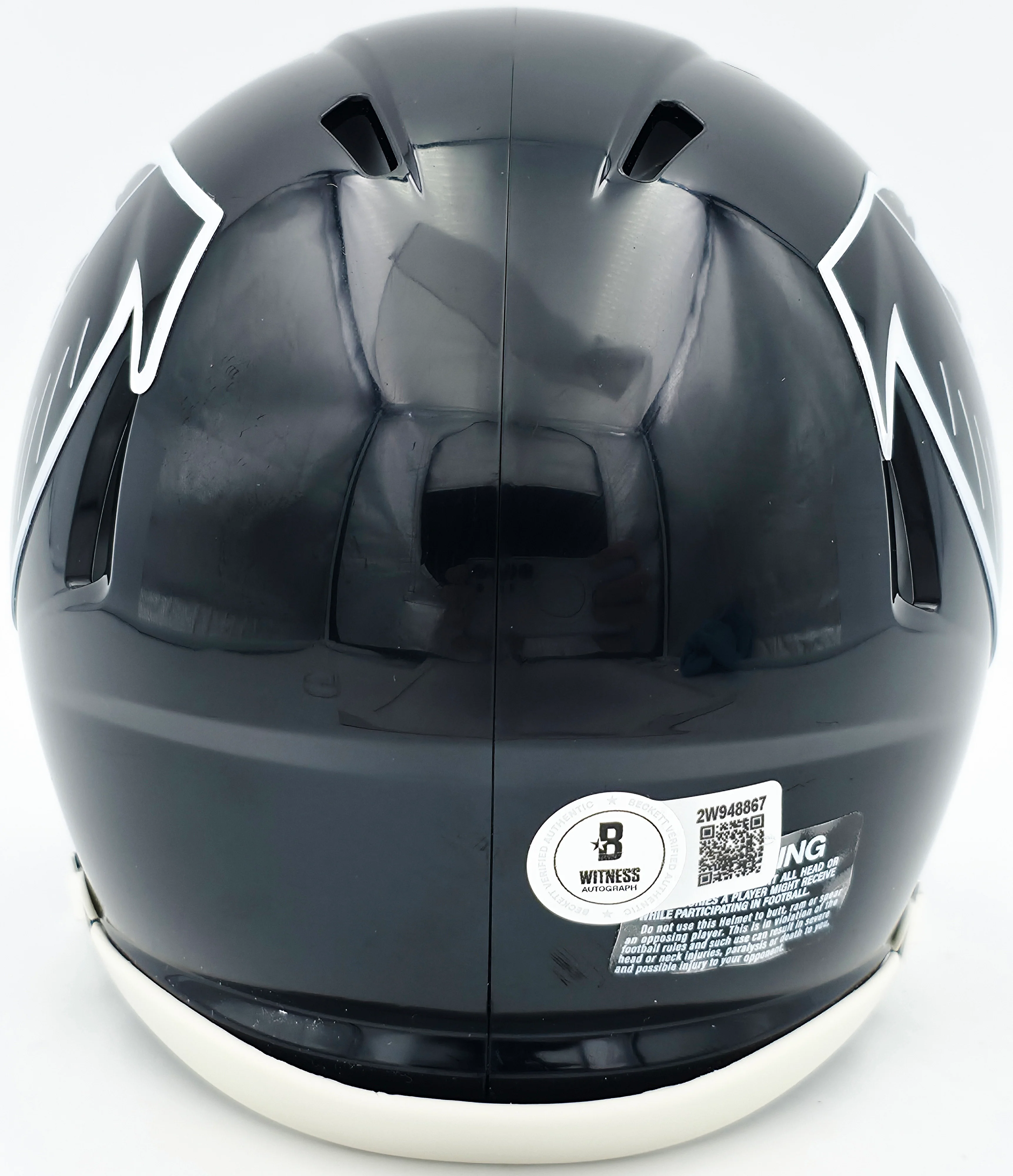 Michael Vick Autographed Atlanta Falcons 1990-02 Throwback Black Speed Mini Helmet Beckett BAS Witness Stock #243635 - Image 4