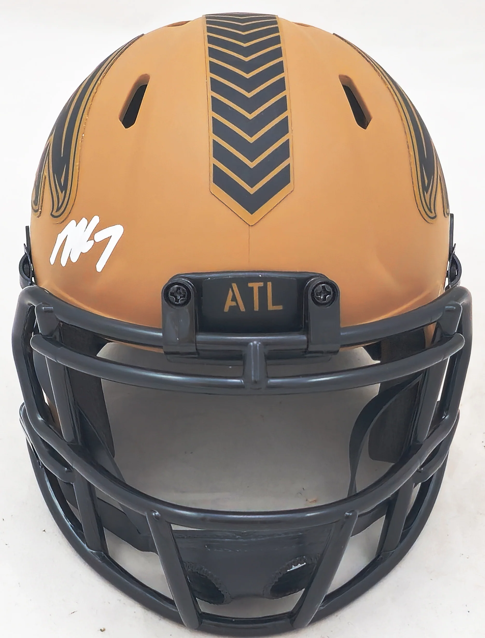 Michael Vick Autographed Atlanta Falcons Camo Brown Speed Mini Helmet Beckett BAS Witness Stock #223741 - Image 3