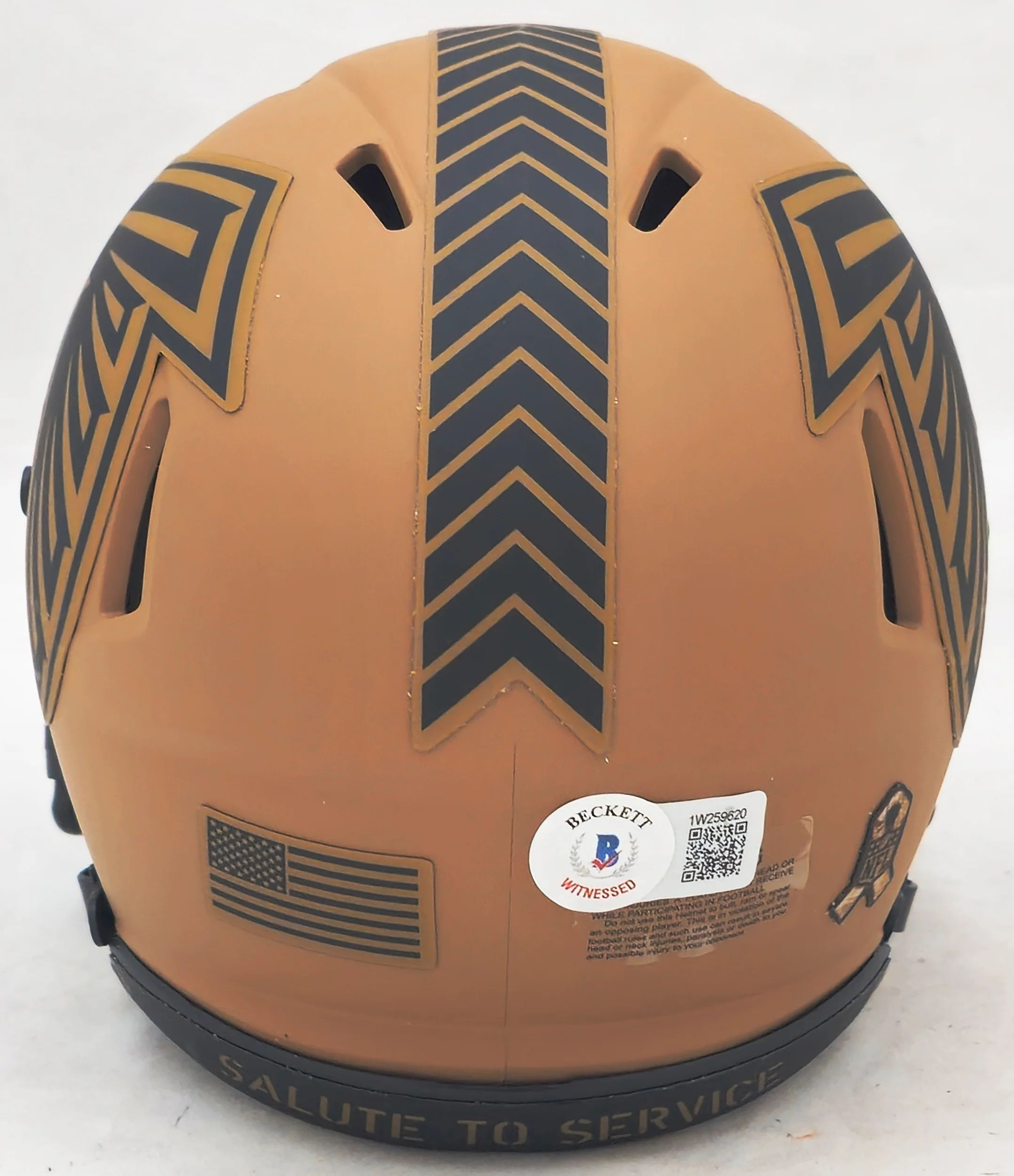 Michael Vick Autographed Atlanta Falcons Camo Brown Speed Mini Helmet Beckett BAS Witness Stock #223741 - Image 4