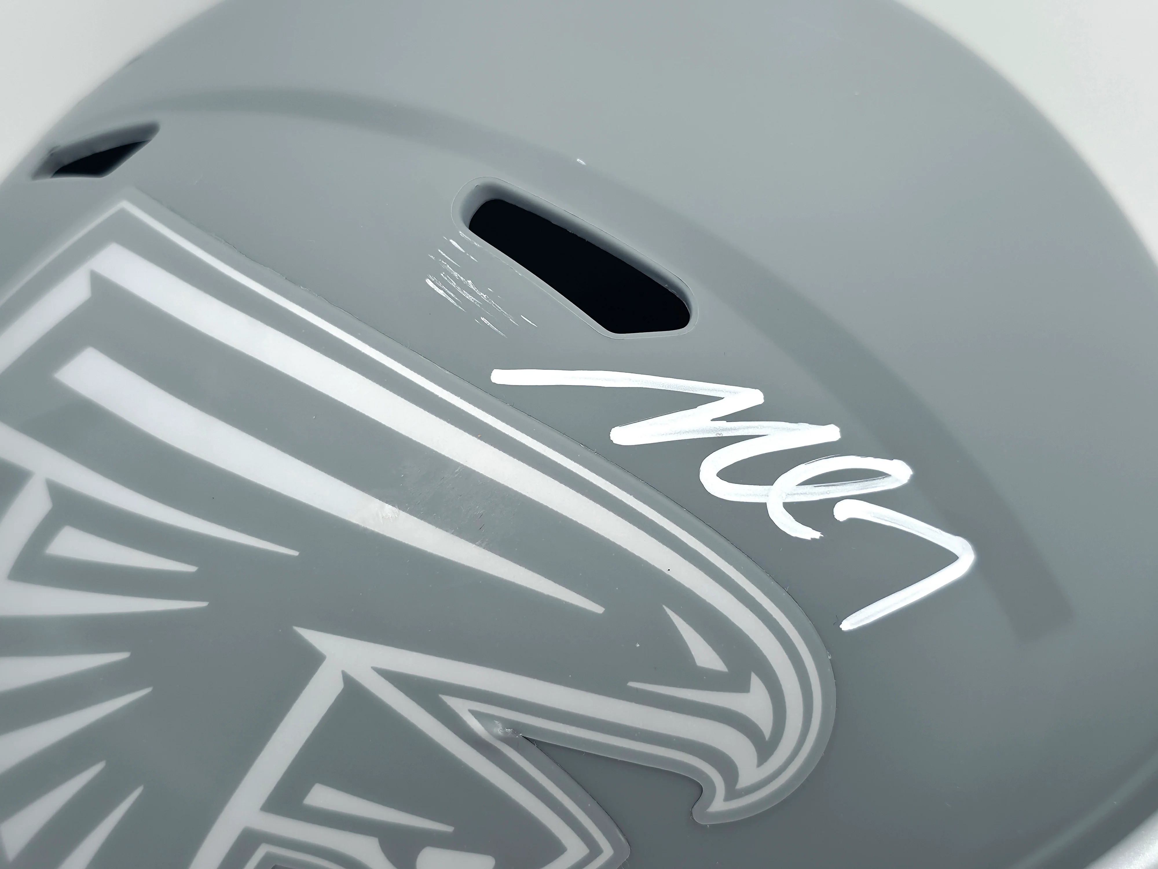 Michael Vick Autographed Philadelphia Eagles Slate Gray Full Size Replica Speed Helmet Beckett BAS Witness #2W94672 - Image 2
