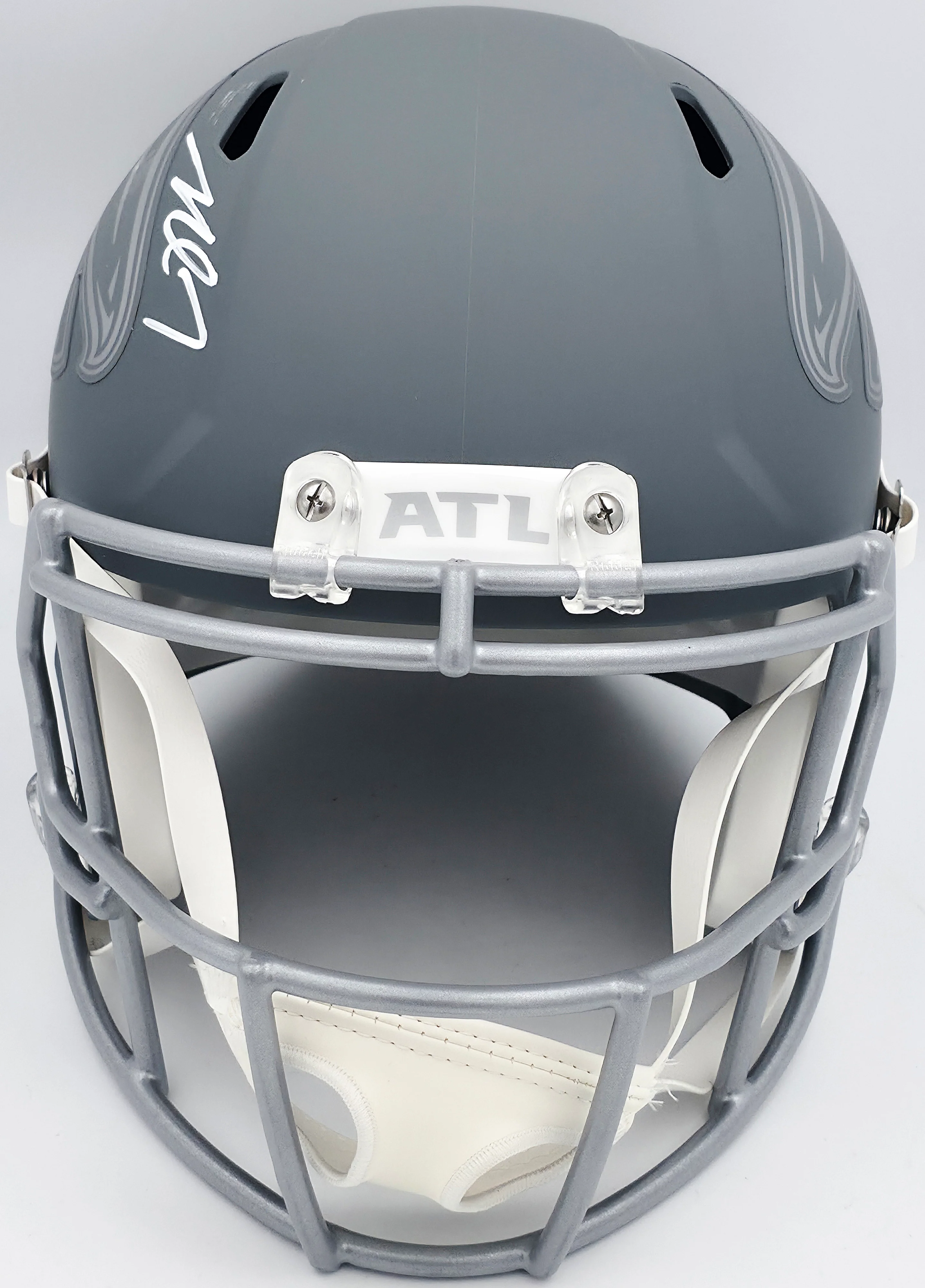 Michael Vick Autographed Philadelphia Eagles Slate Gray Full Size Replica Speed Helmet Beckett BAS Witness #2W94672 - Image 3