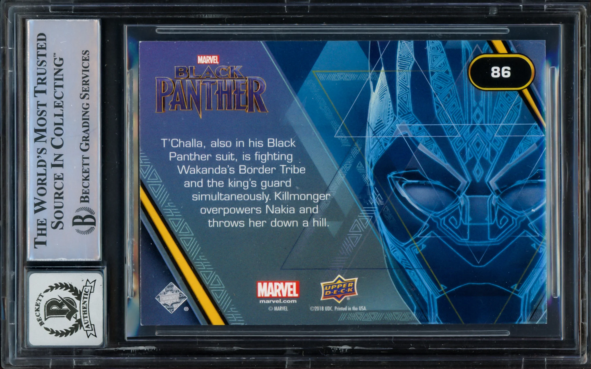 Michael B. Jordan Autographed 2018 Upper Deck Black Panther Card #86 Marvel Auto Grade Gem Mint 10 Beckett BAS #16244444 - Image 2