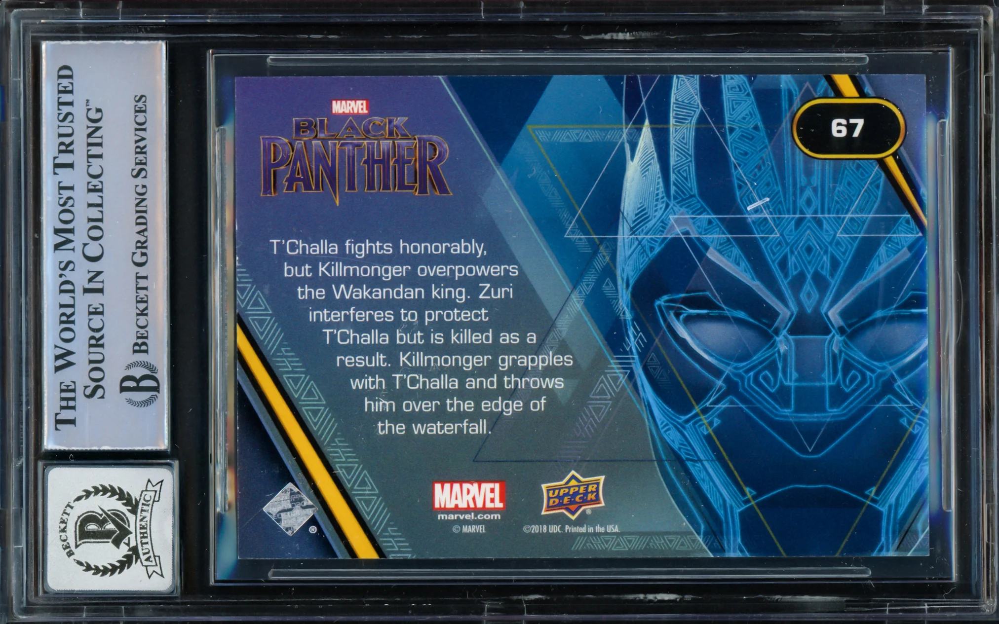 Michael B. Jordan Autographed 2018 Upper Deck Black Panther Silver Card #67 Marvel Auto Grade Gem Mint 10 Beckett BAS Stock #224174 - Image 2