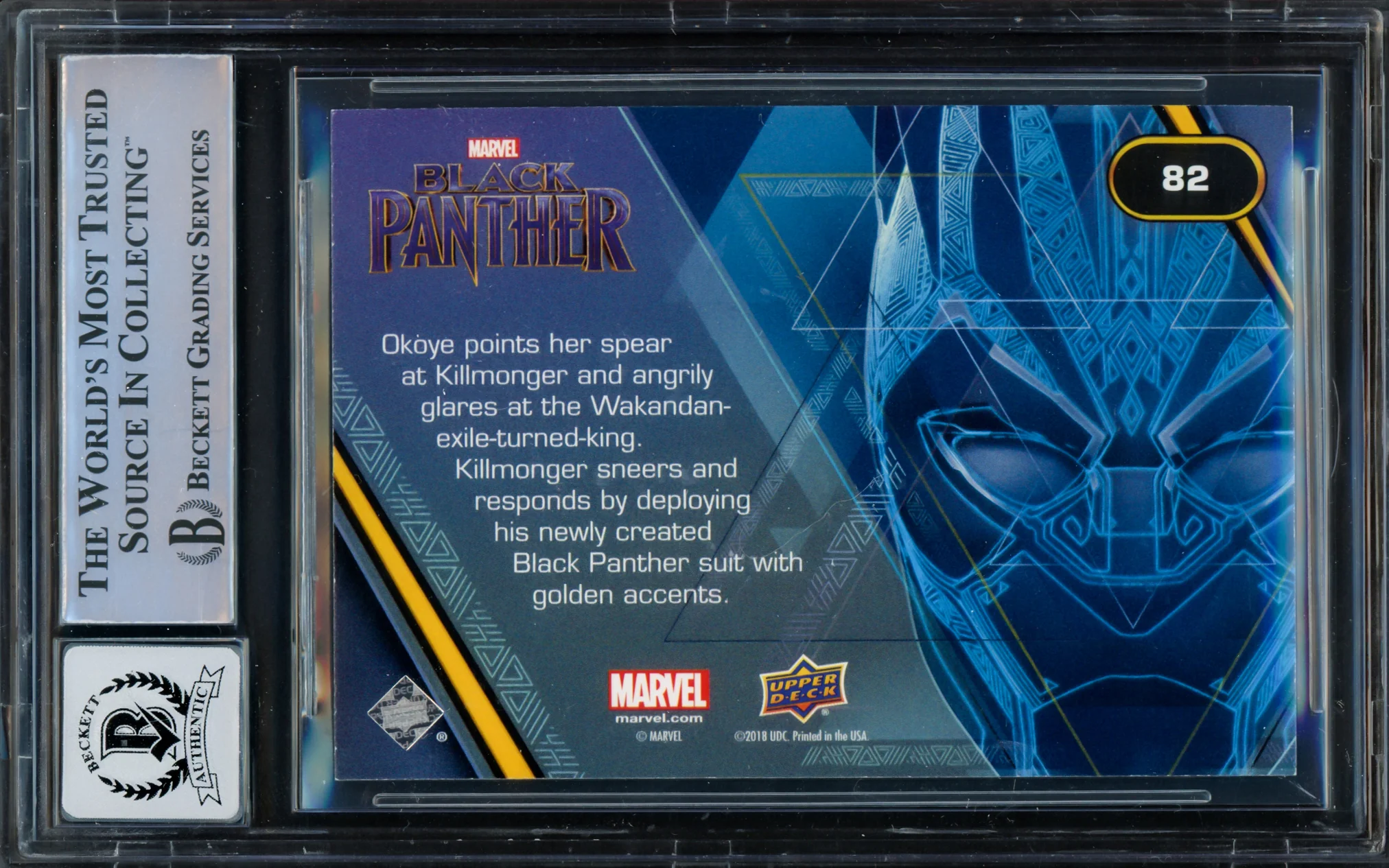 Michael B. Jordan Autographed 2018 Upper Deck Black Panther Silver Card #82 Marvel Auto Grade Gem Mint 10 Beckett BAS #16244380 - Image 2