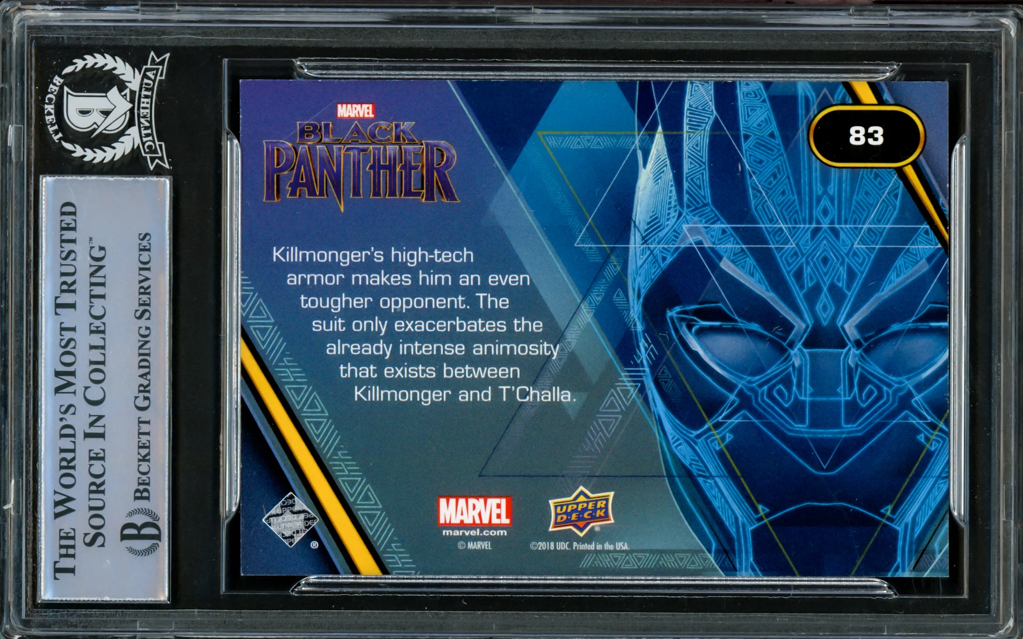 Michael B. Jordan Autographed 2018 Upper Deck Black Panther Silver Card #83 Marvel Beckett BAS Stock #224180 - Image 2