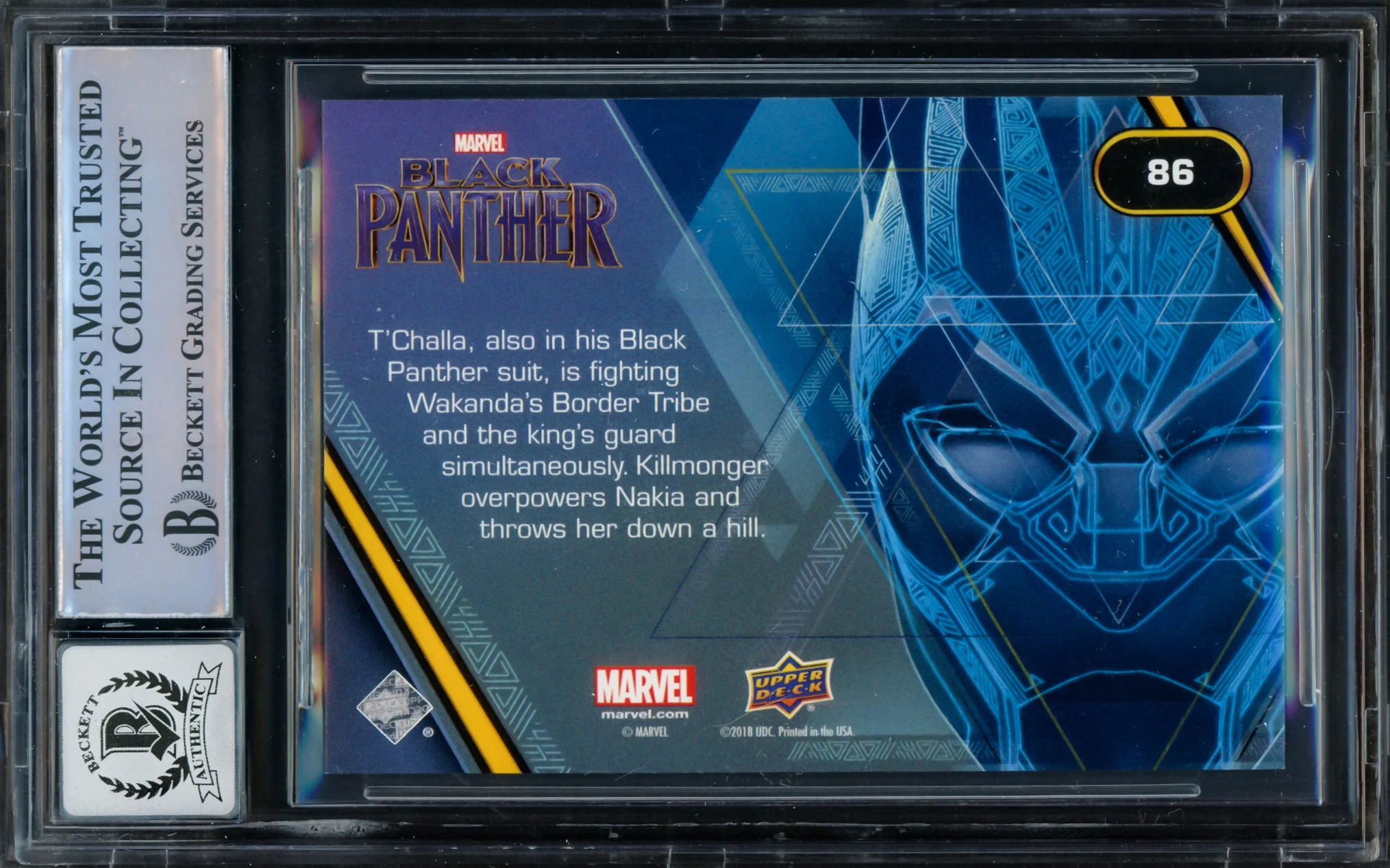 Michael B. Jordan Autographed 2018 Upper Deck Black Panther Silver Card #86 Marvel Auto Grade Gem Mint 10 Beckett BAS #16244434 - Image 2