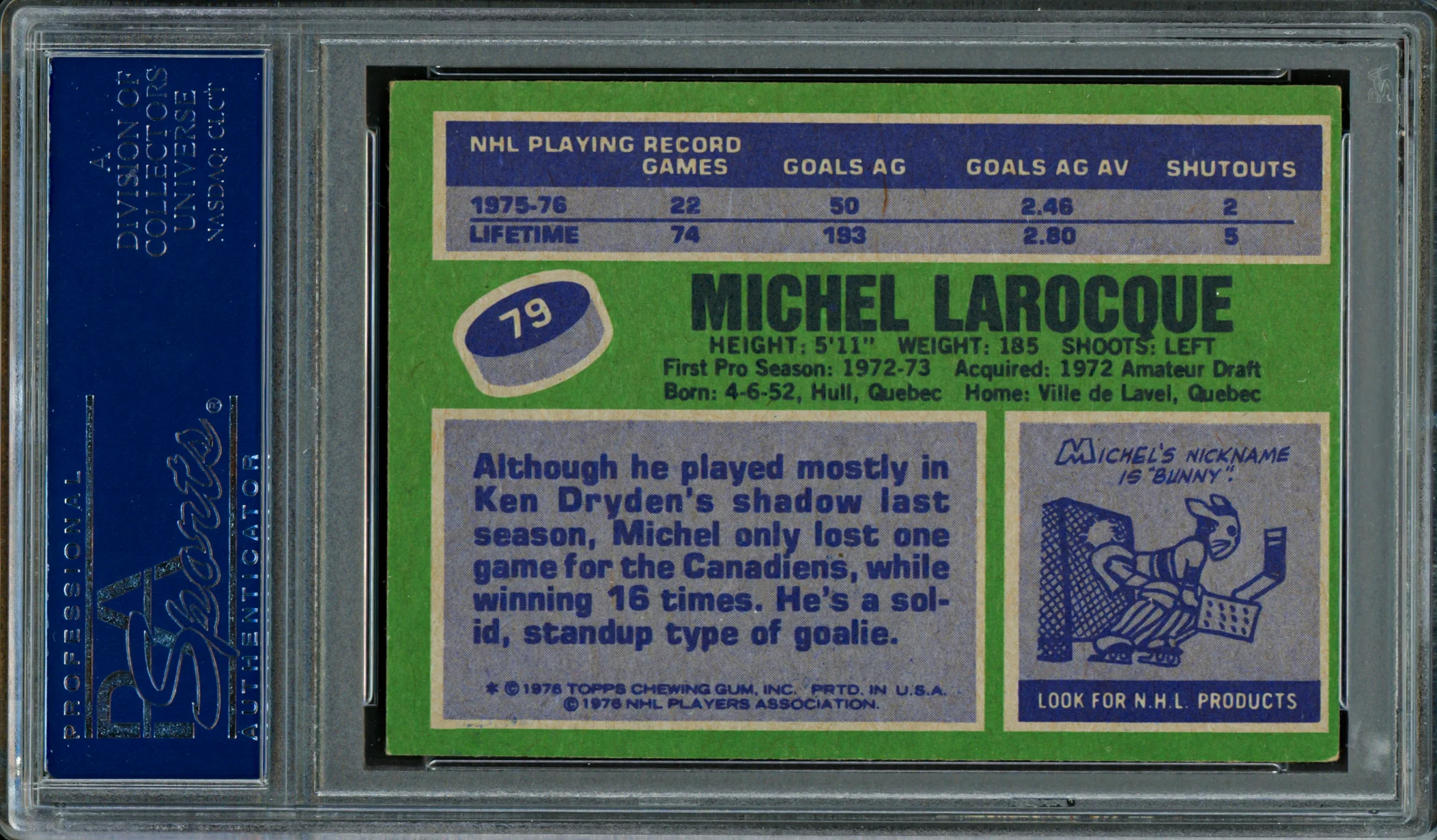 Michel Bunny Larocque Autographed 1976-77 Topps Card #79 Montreal Canadiens PSA/DNA #83465777 - Image 2