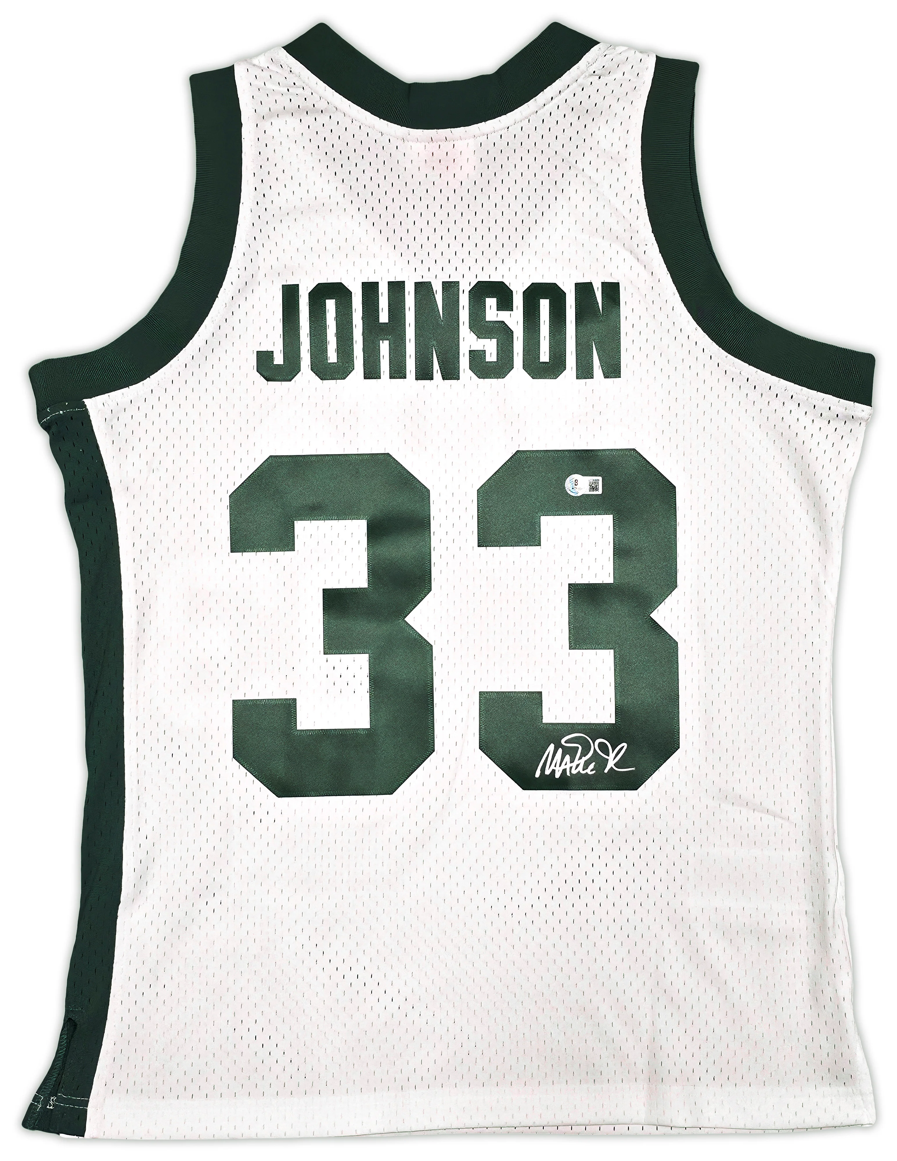 Michigan State Spartans Magic Johnson Autographed White Authentic Mitchell & Ness 1978-79 College Vault Jersey Size L Beckett BAS Witness Stock #256713 - Image 2