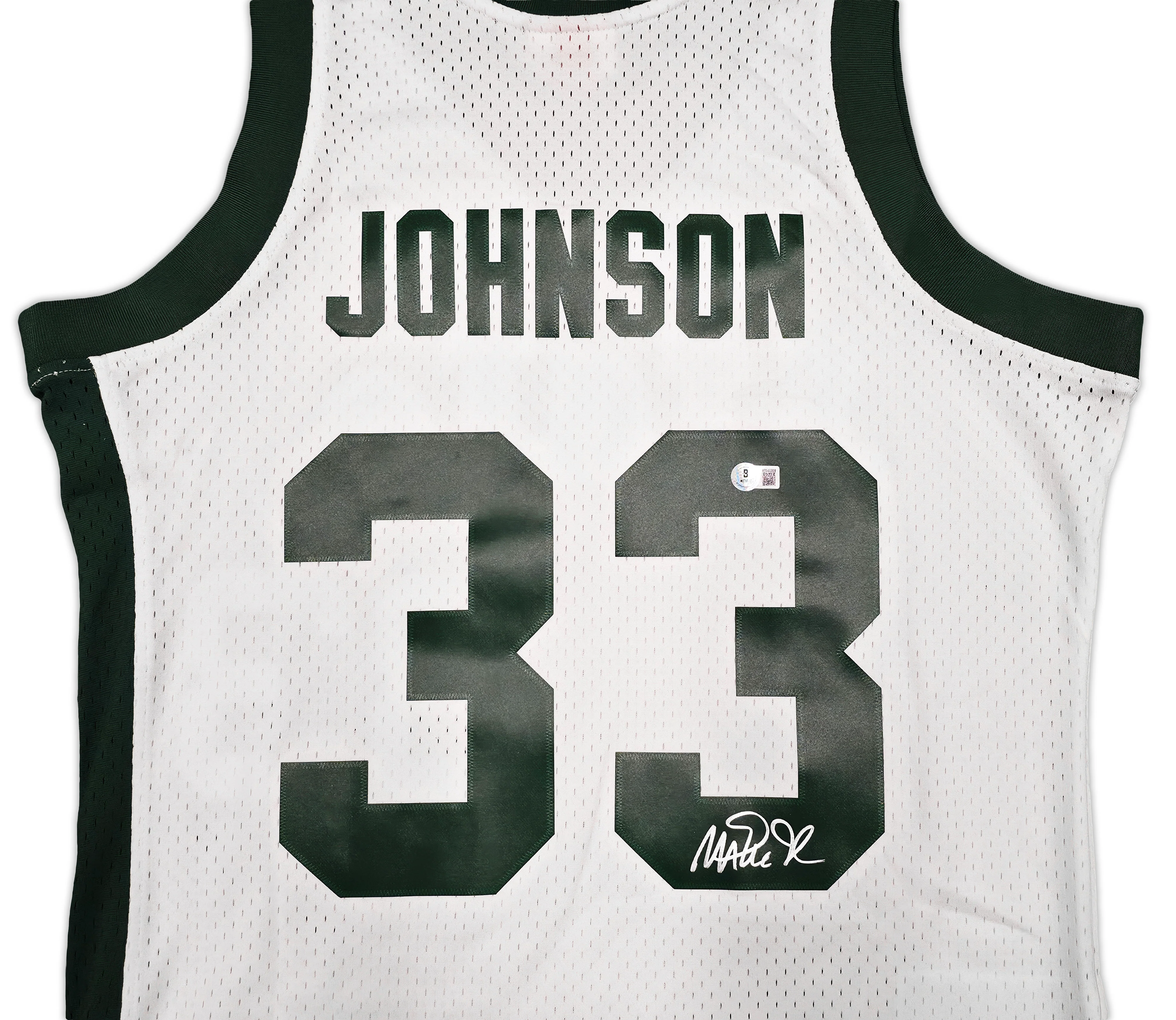 Michigan State Spartans Magic Johnson Autographed White Authentic Mitchell & Ness 1978-79 College Vault Jersey Size L Beckett BAS Witness Stock #256713 - Image 3