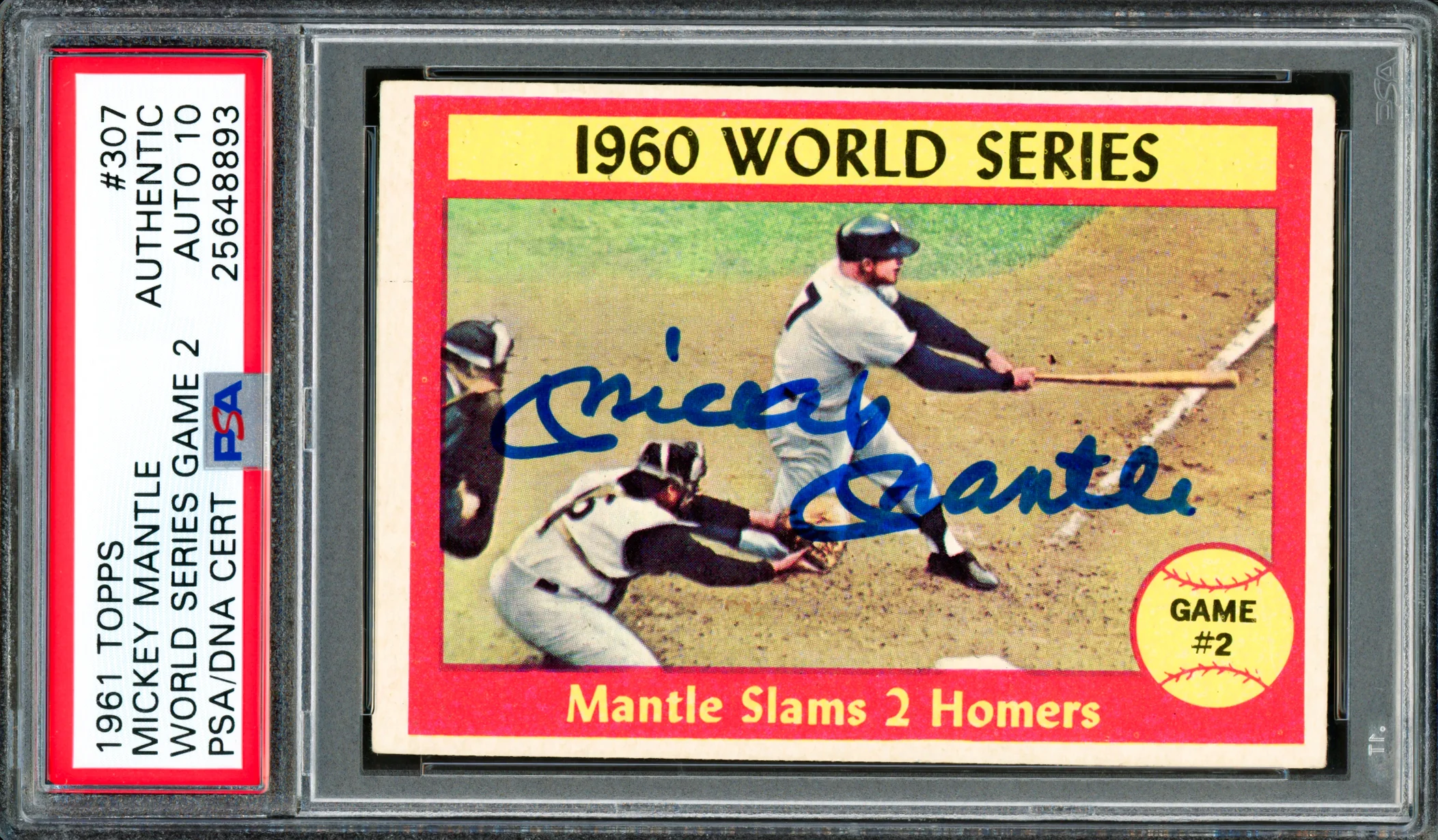 Mickey Mantle Autographed 1961 Topps Card #307 New York Yankees Auto Grade Gem Mint 10 PSA/DNA #25648893