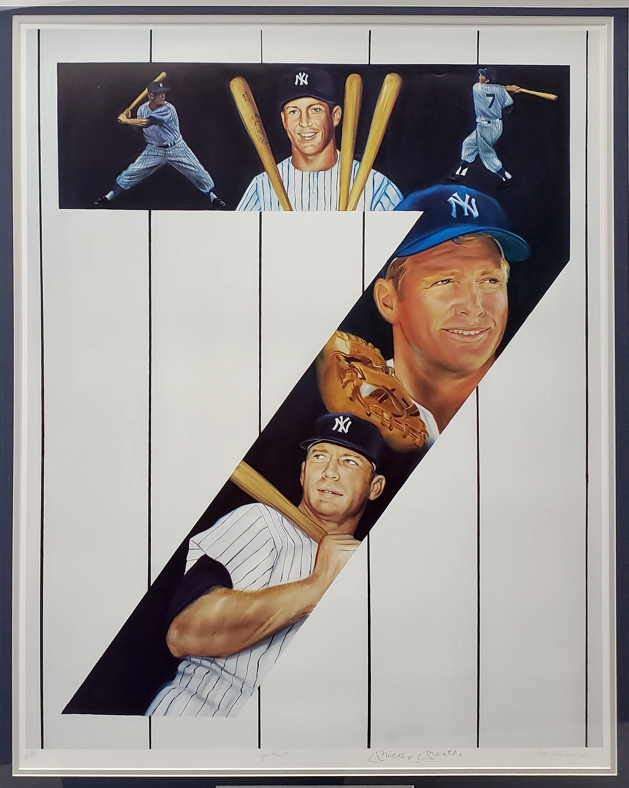 Mickey Mantle Autographed Framed 25x32 Lithograph Photo New York Yankees Artist Proof #23/50 SKU #193714 - Image 2