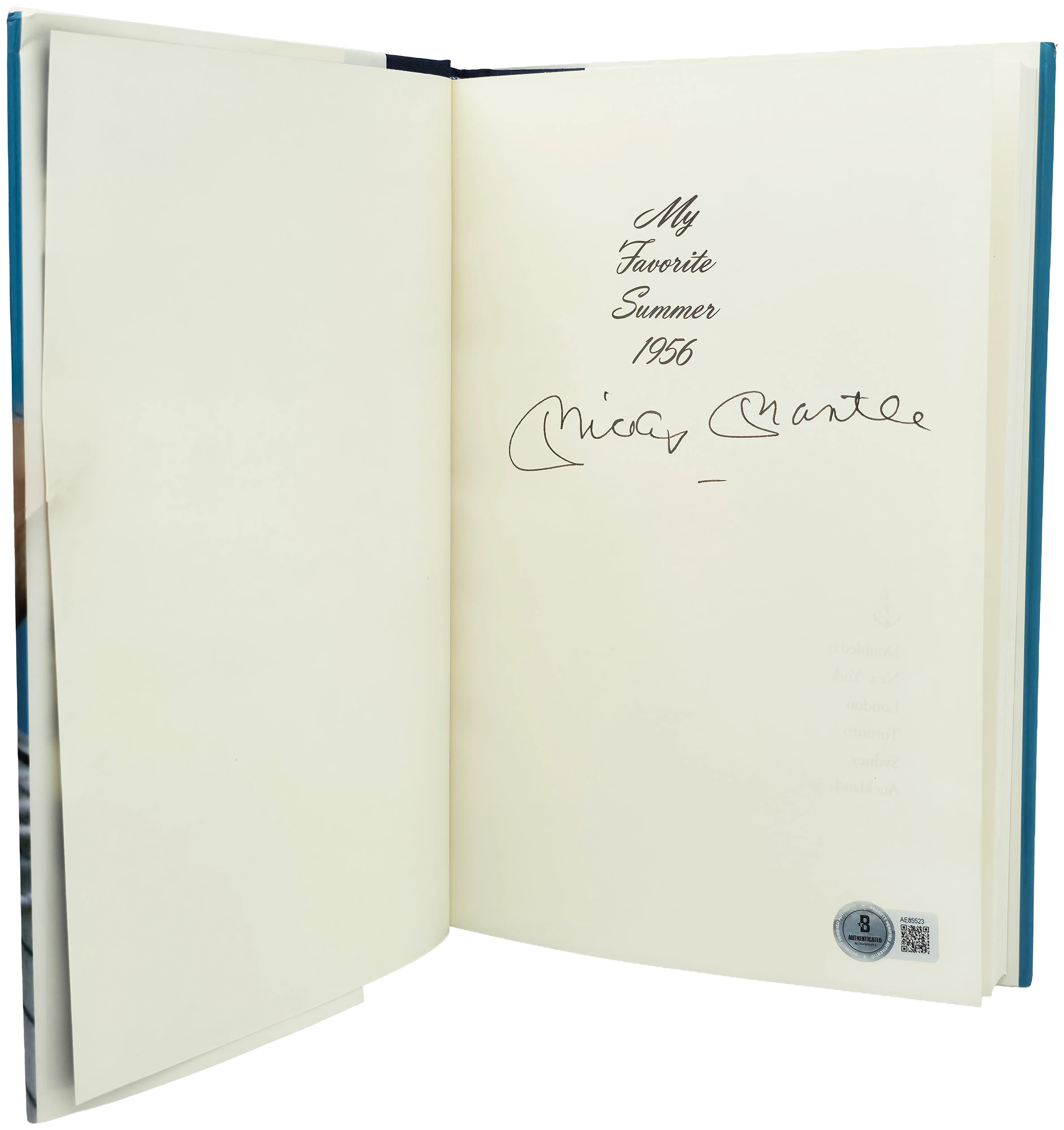 Mickey Mantle Autographed My Favorite Summer 1956 Book New York Yankees Beckett BAS #AE85523