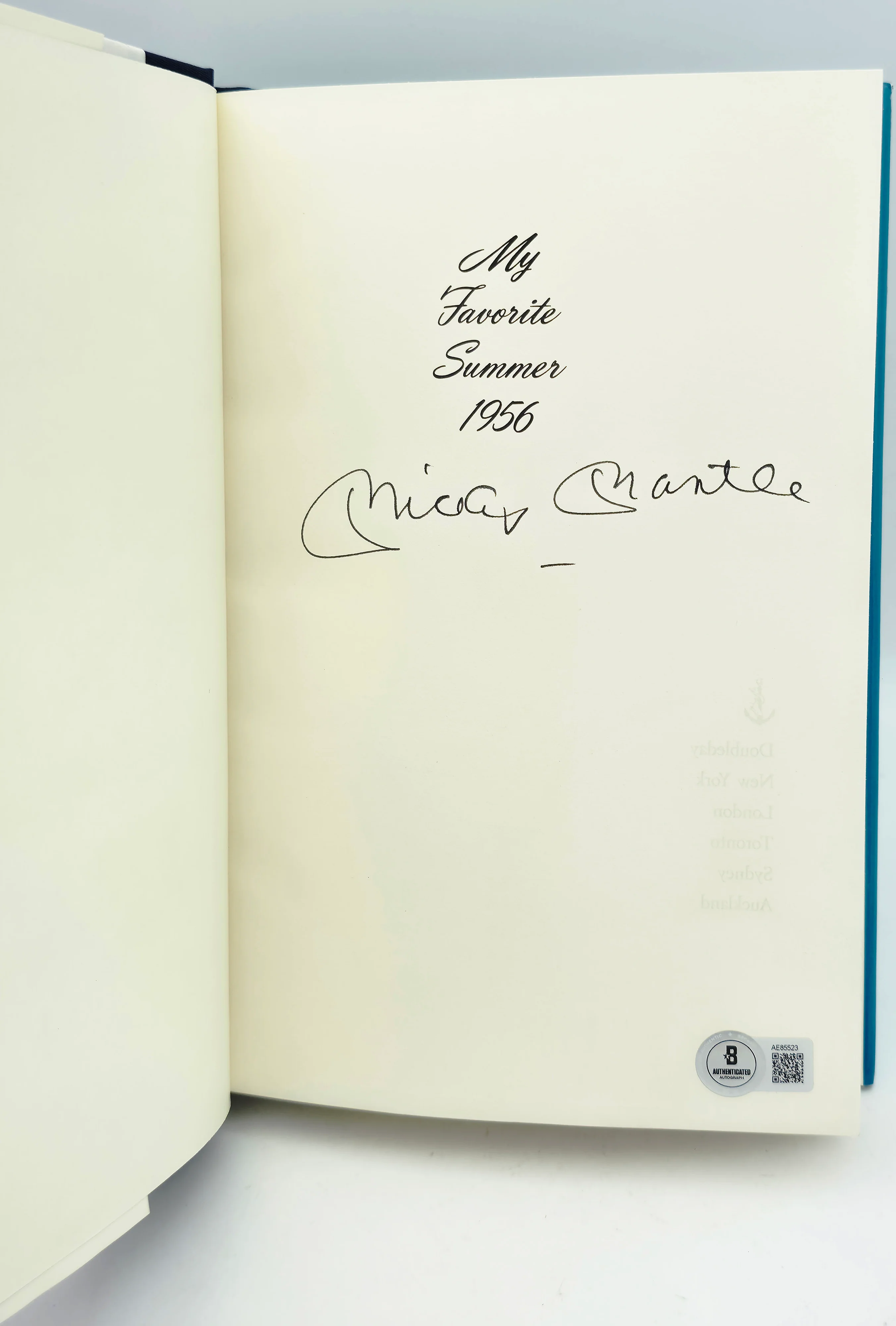 Mickey Mantle Autographed My Favorite Summer 1956 Book New York Yankees Beckett BAS #AE85523 - Image 2