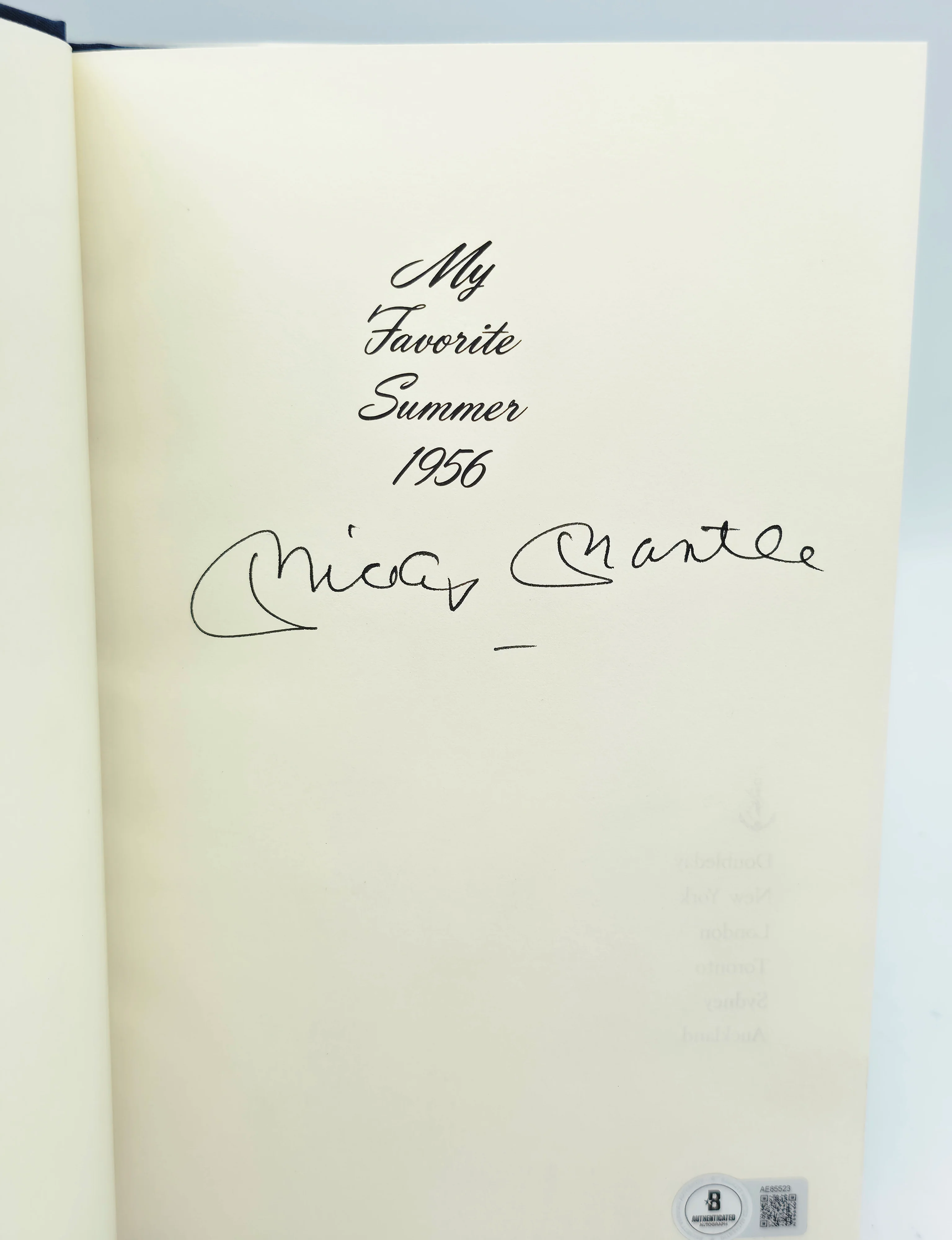 Mickey Mantle Autographed My Favorite Summer 1956 Book New York Yankees Beckett BAS #AE85523 - Image 3