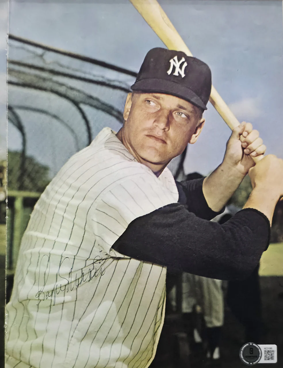 Mickey Mantle & Roger Maris Autographed Framed 11x17 Poster New York Yankees Vintage Signature Beckett BAS #AE31085 - Image 3