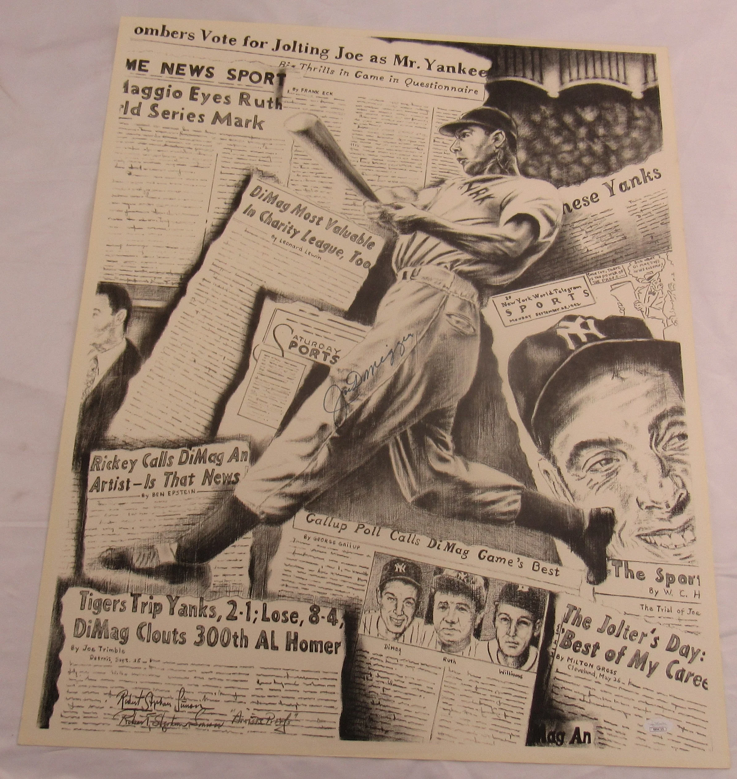 Joe DiMaggio Signed 23x28 Vintage Poster JSA BB04725