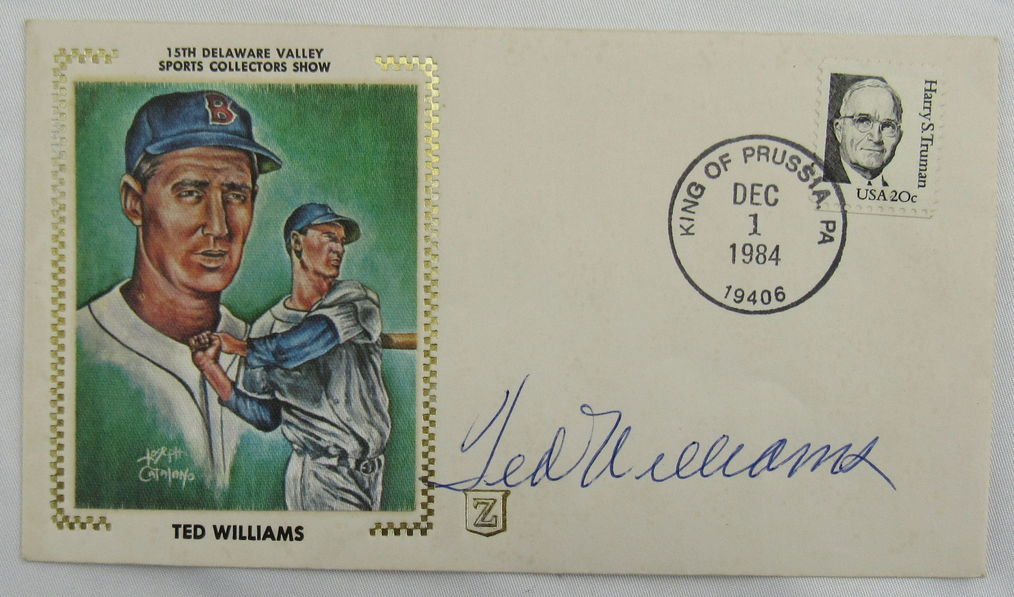 Ted Williams Signed Auto Envelope Zaso Cachet