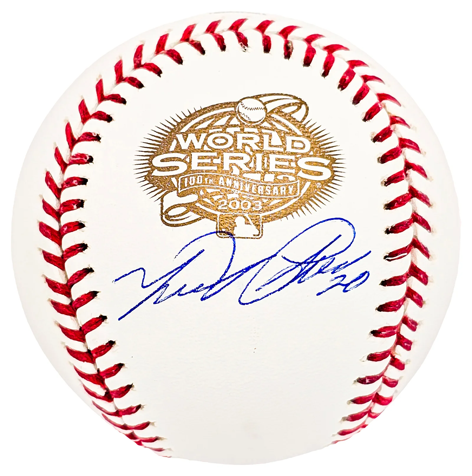 Miguel Cabrera Autographed Official 2003 World Series Logo Baseball Detroit Tigers Beckett BAS Witness Stock #212233 - Image 2
