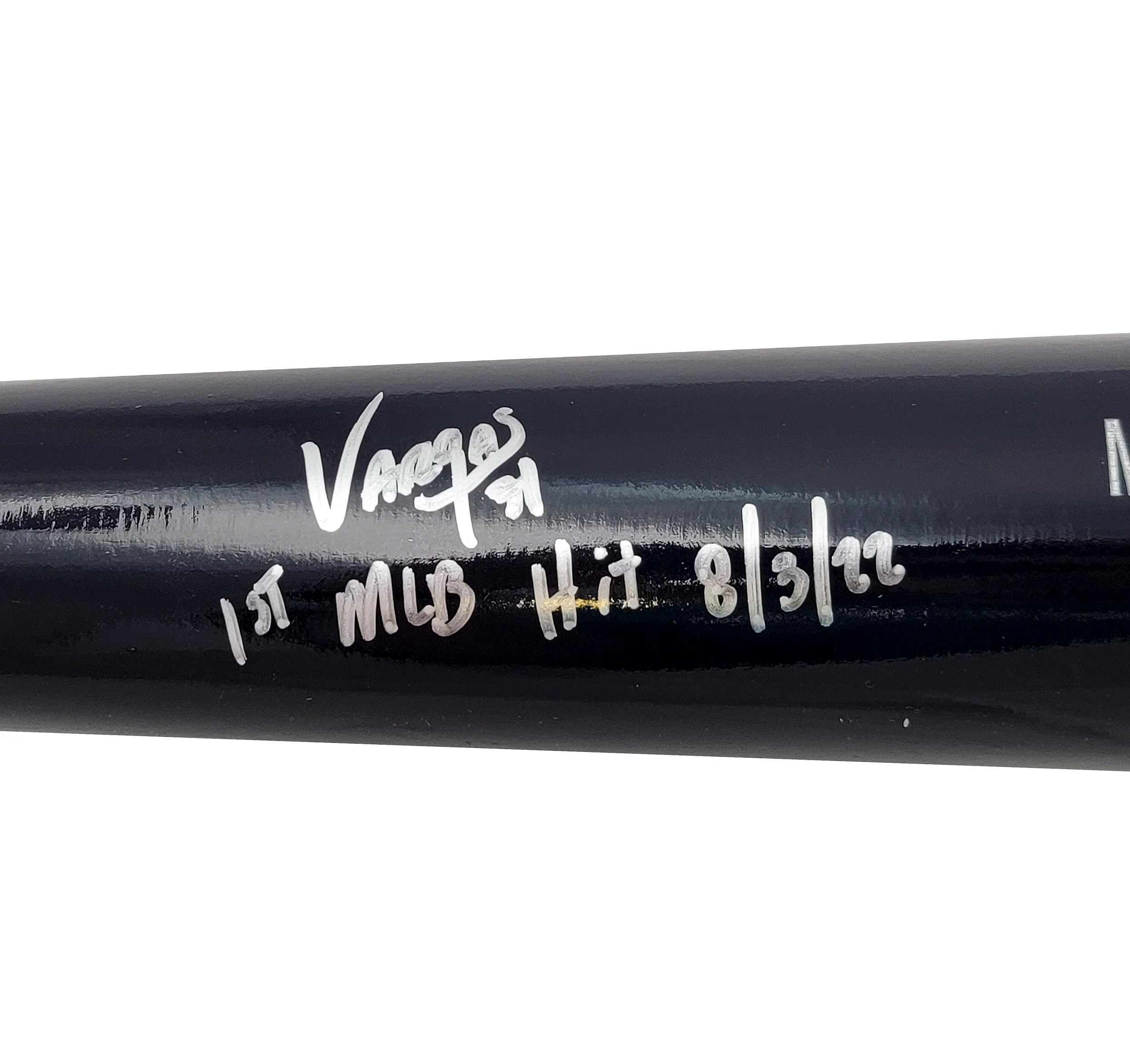 Miguel Vargas Autographed Black Rawlings Game Model Bat Dodgers, White Sox "1st MLB Hit" Beckett BAS Witness Stock #209051 - Image 4