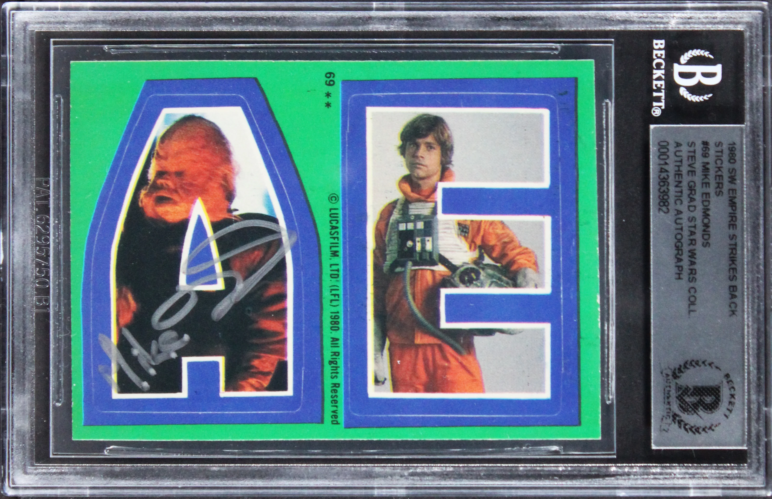 Mike Edmonds Star Wars Authentic Signed 1980 Star Wars ESB #69 Card BAS Slabbed - Image 2
