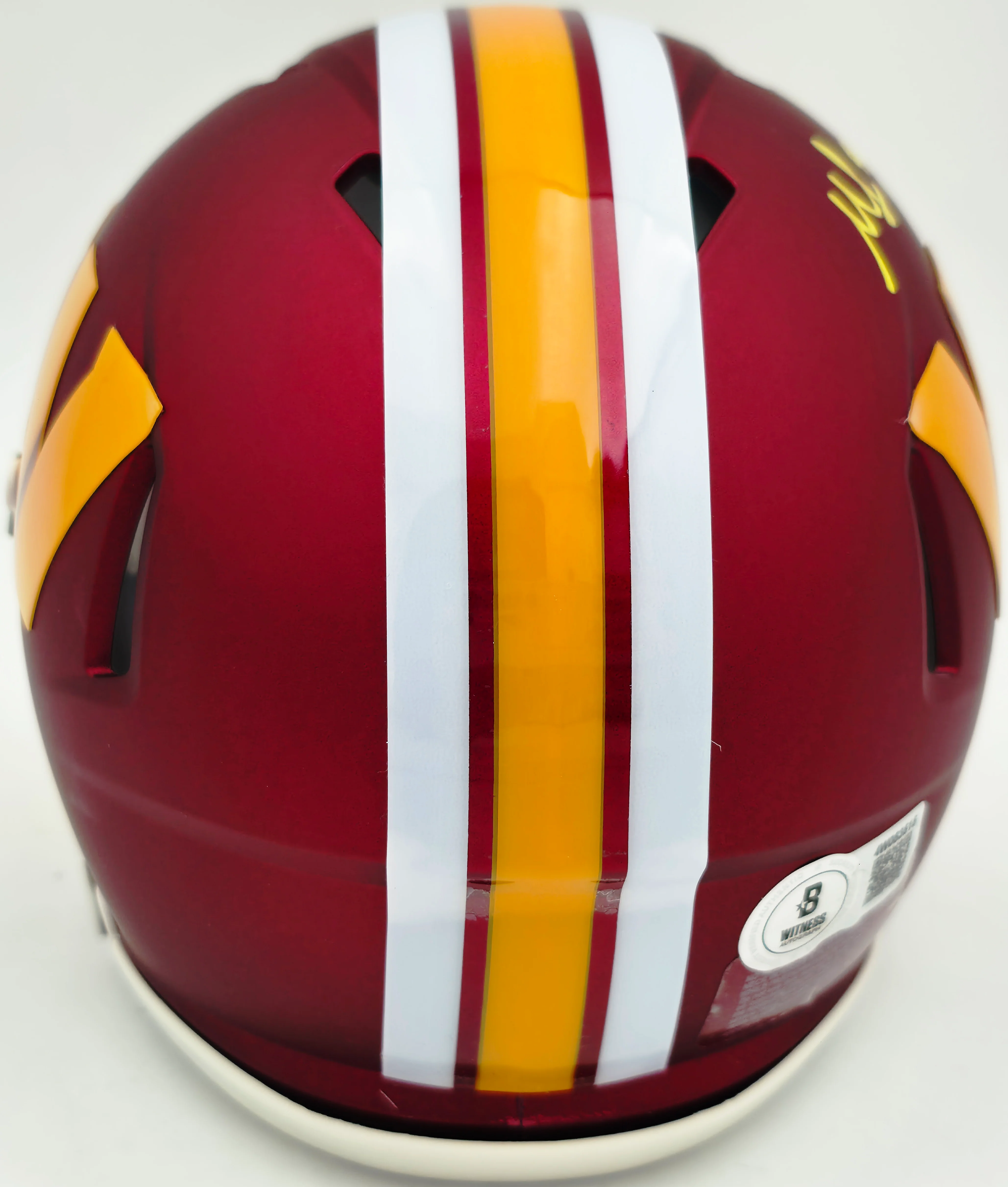 Mike Sainristil Autographed Washington Commanders Maroon 2025 Alternate Speed Mini Helmet Beckett BAS Witness Stock #261955 - Image 5