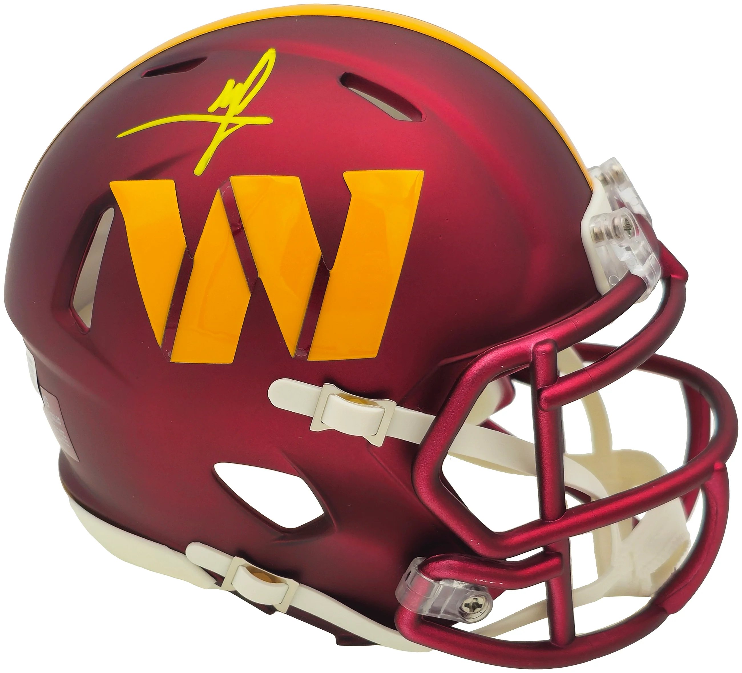 Mike Sainristil Autographed Washington Commanders Maroon Speed Mini Helmet Beckett BAS Witness Stock #234649 - Image 3